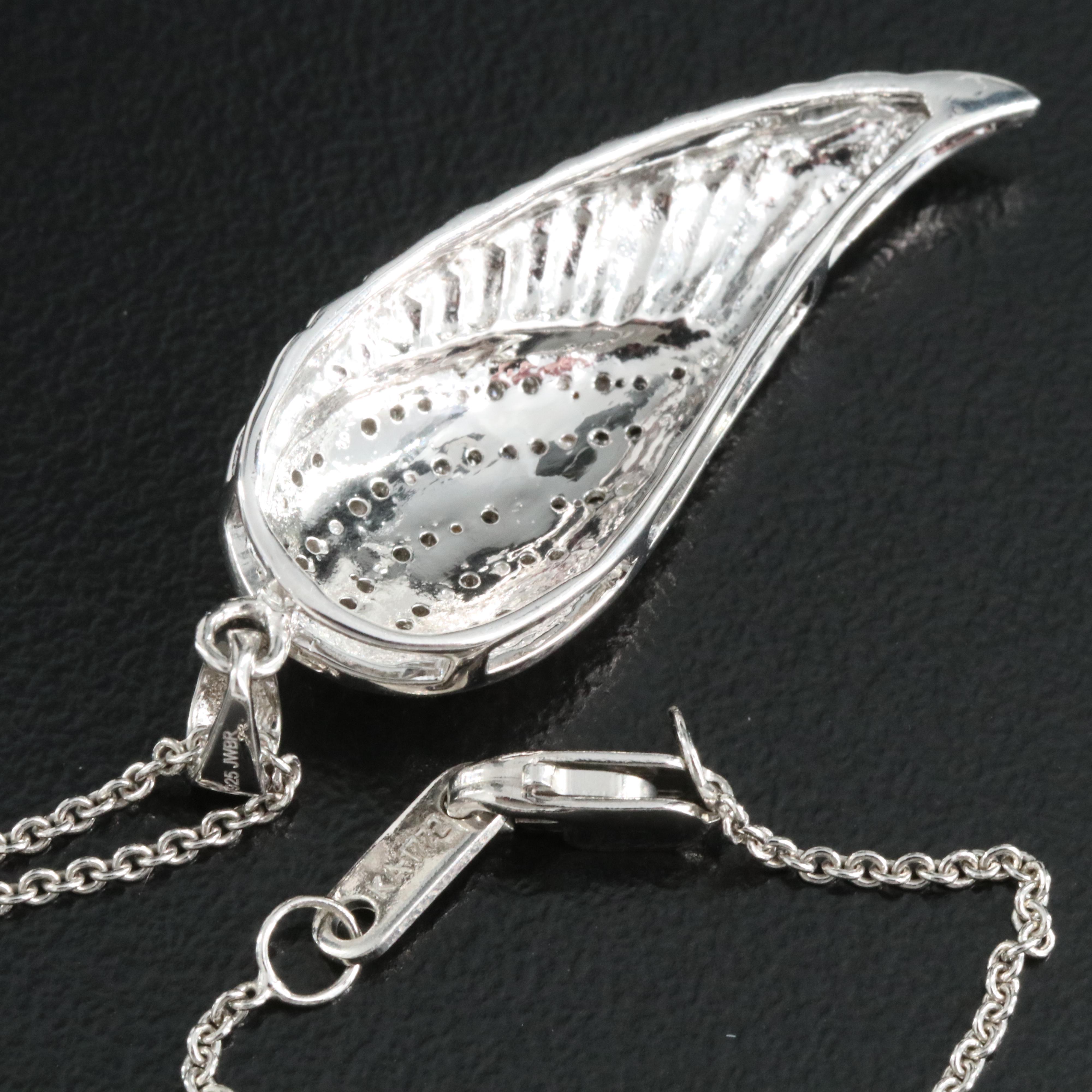 Sterling Diamond Angel Wing Pendant Necklace