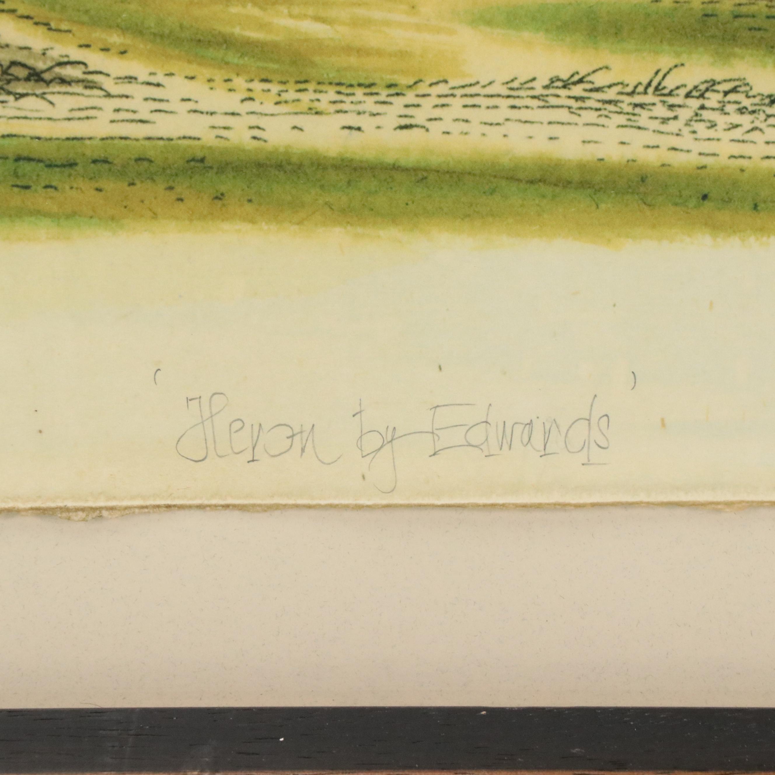 Trowbridge Museum Giclee Print Reproduction Engraving "Heron by Edwards"