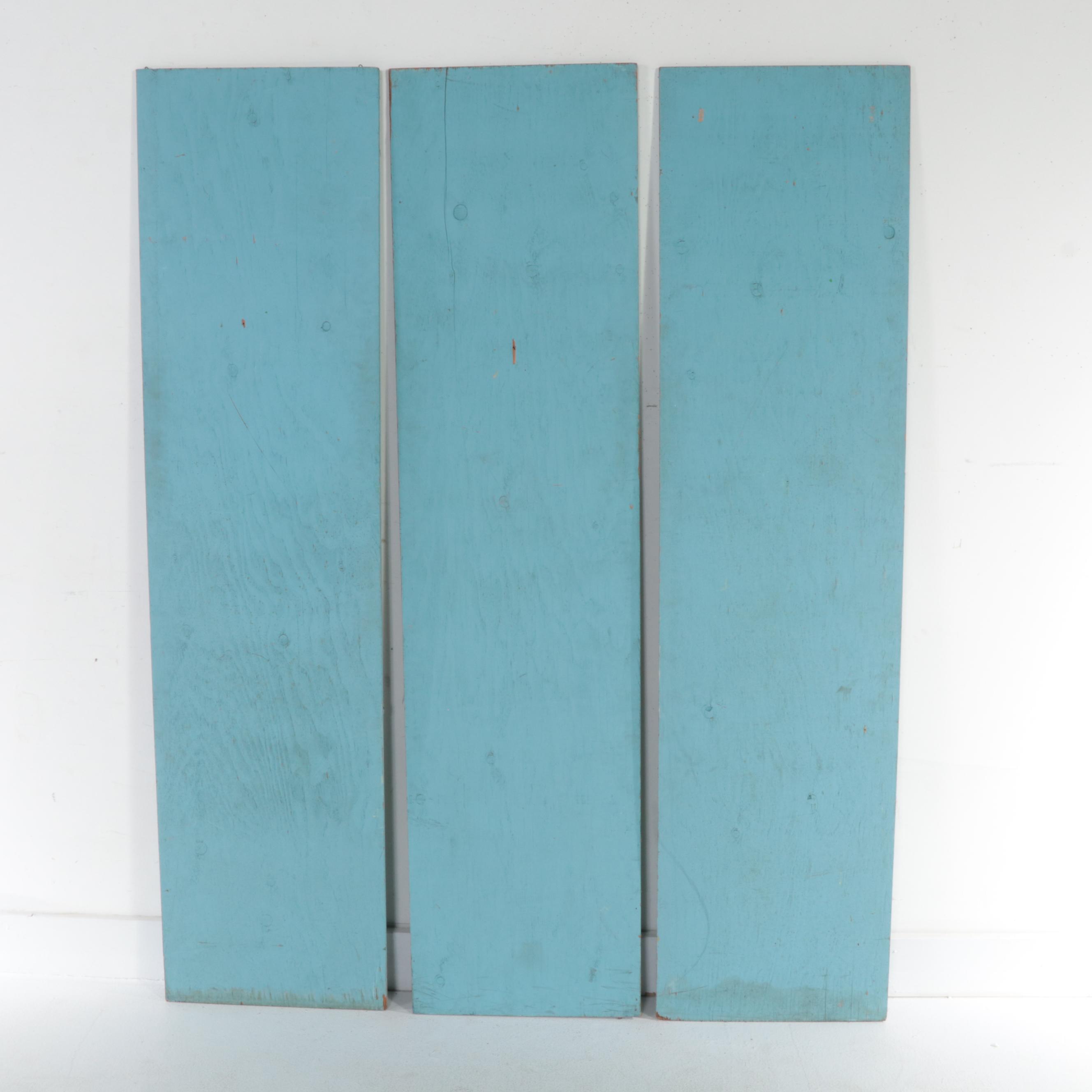 Three Mid Century Modern Floral-Painted Wooden Panels
