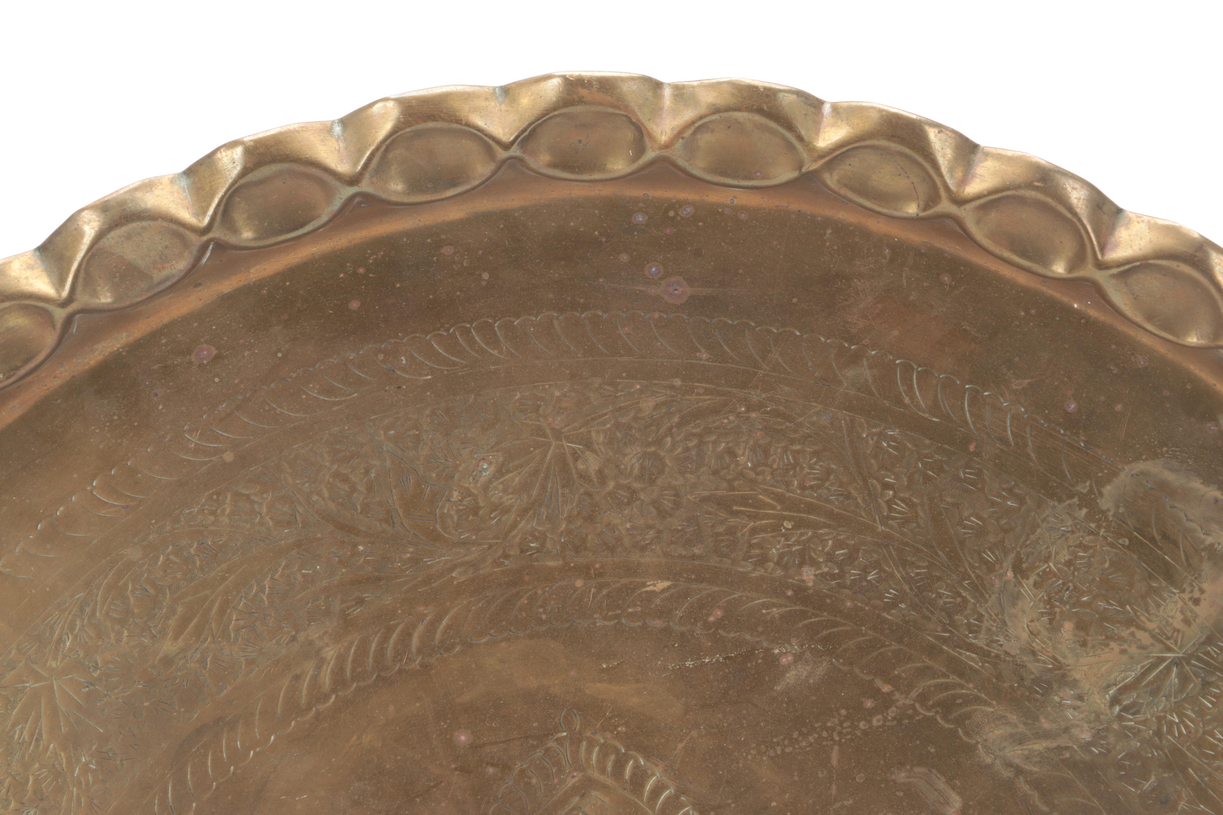 Victorian Iron Table Base with Hammered Brass Tray Top