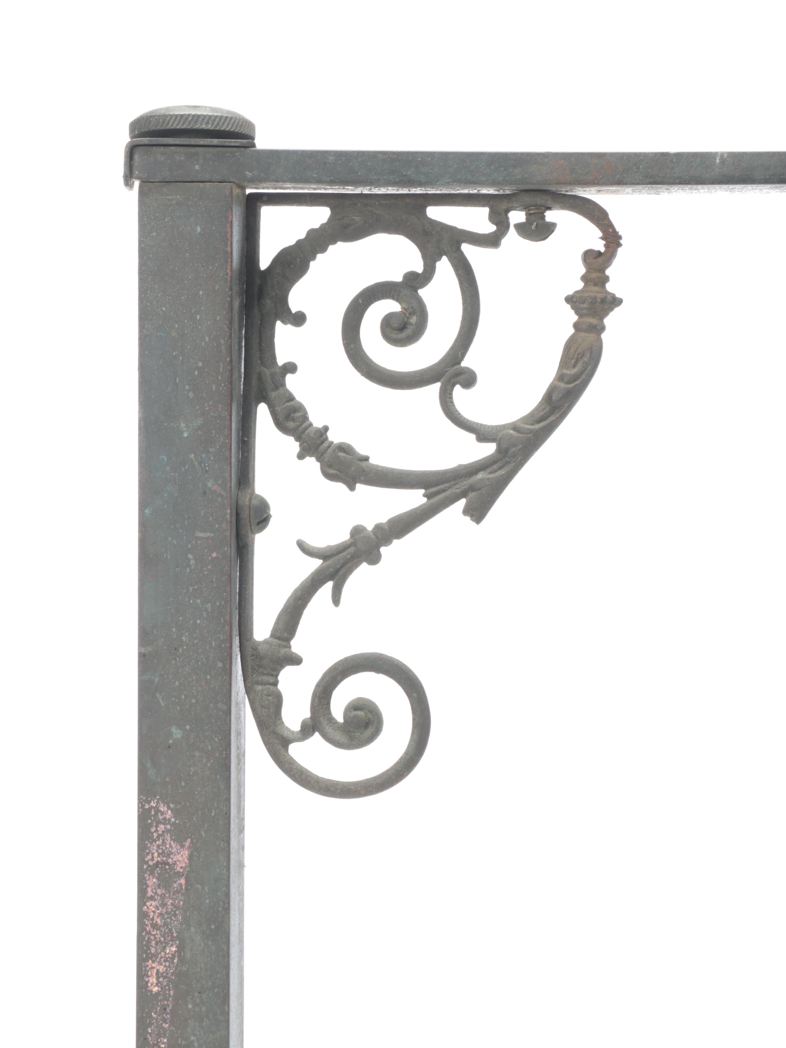 Victorian Iron Table Base with Hammered Brass Tray Top