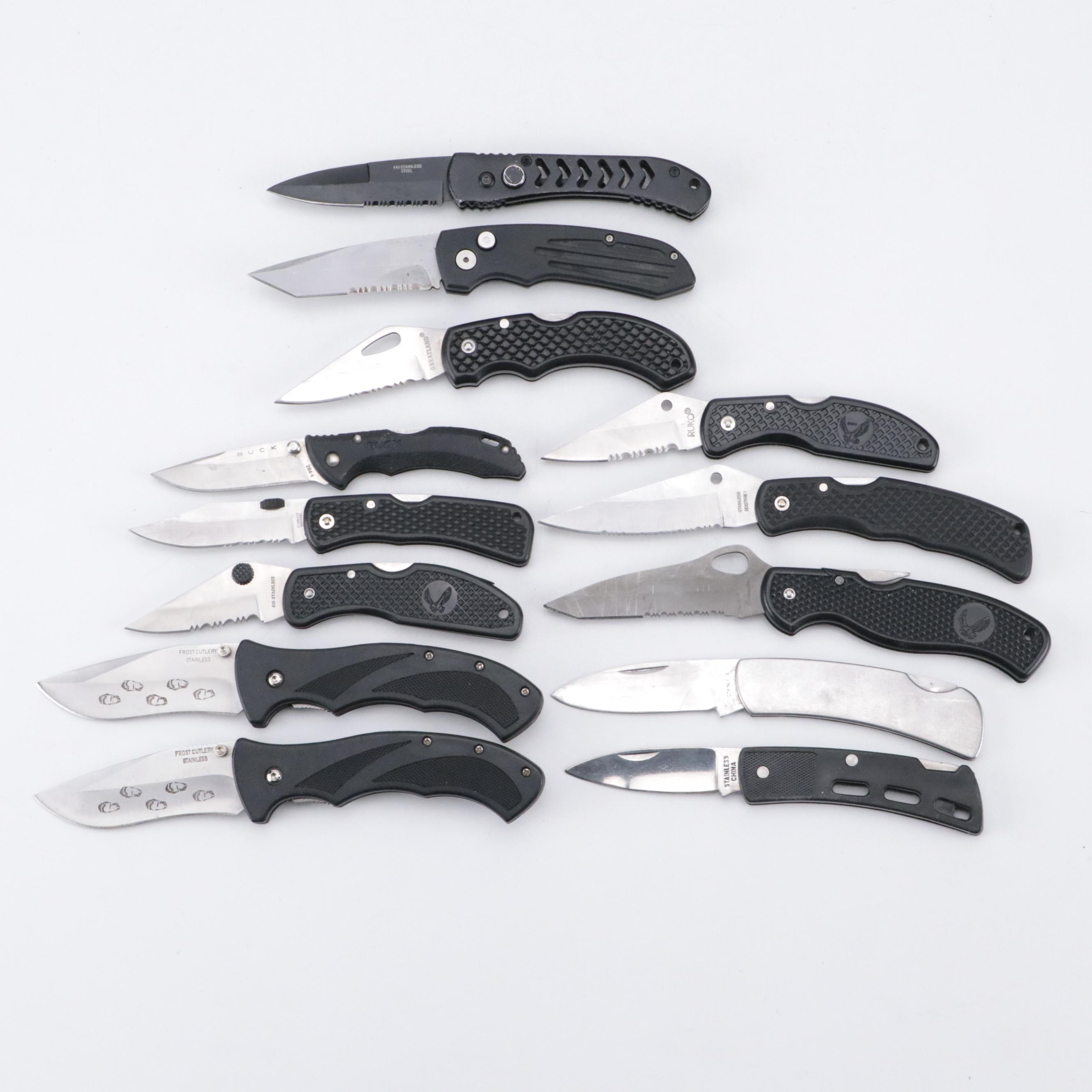 Frost Cutlery, Rostfrei, Buck and More Folding Knives