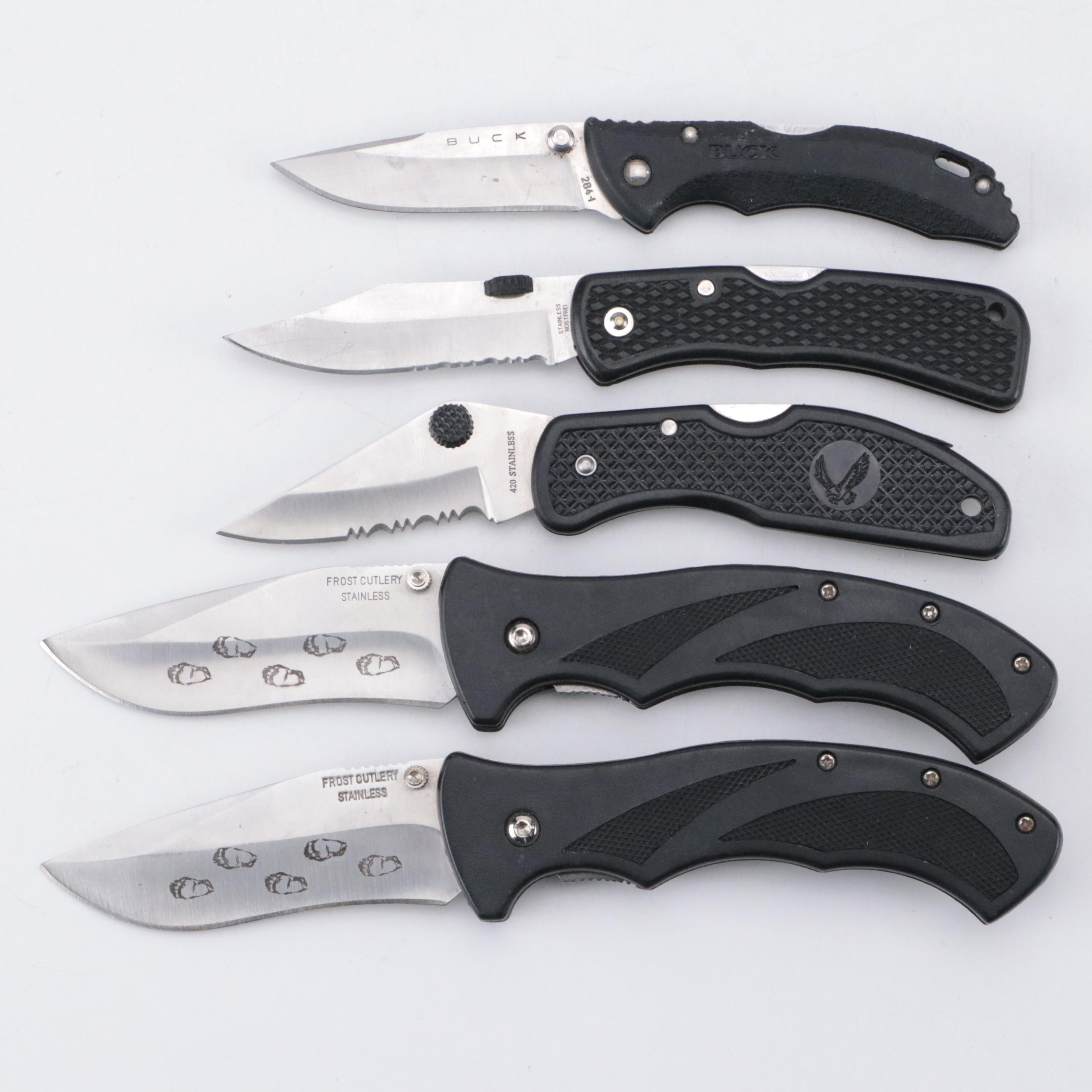 Frost Cutlery, Rostfrei, Buck and More Folding Knives