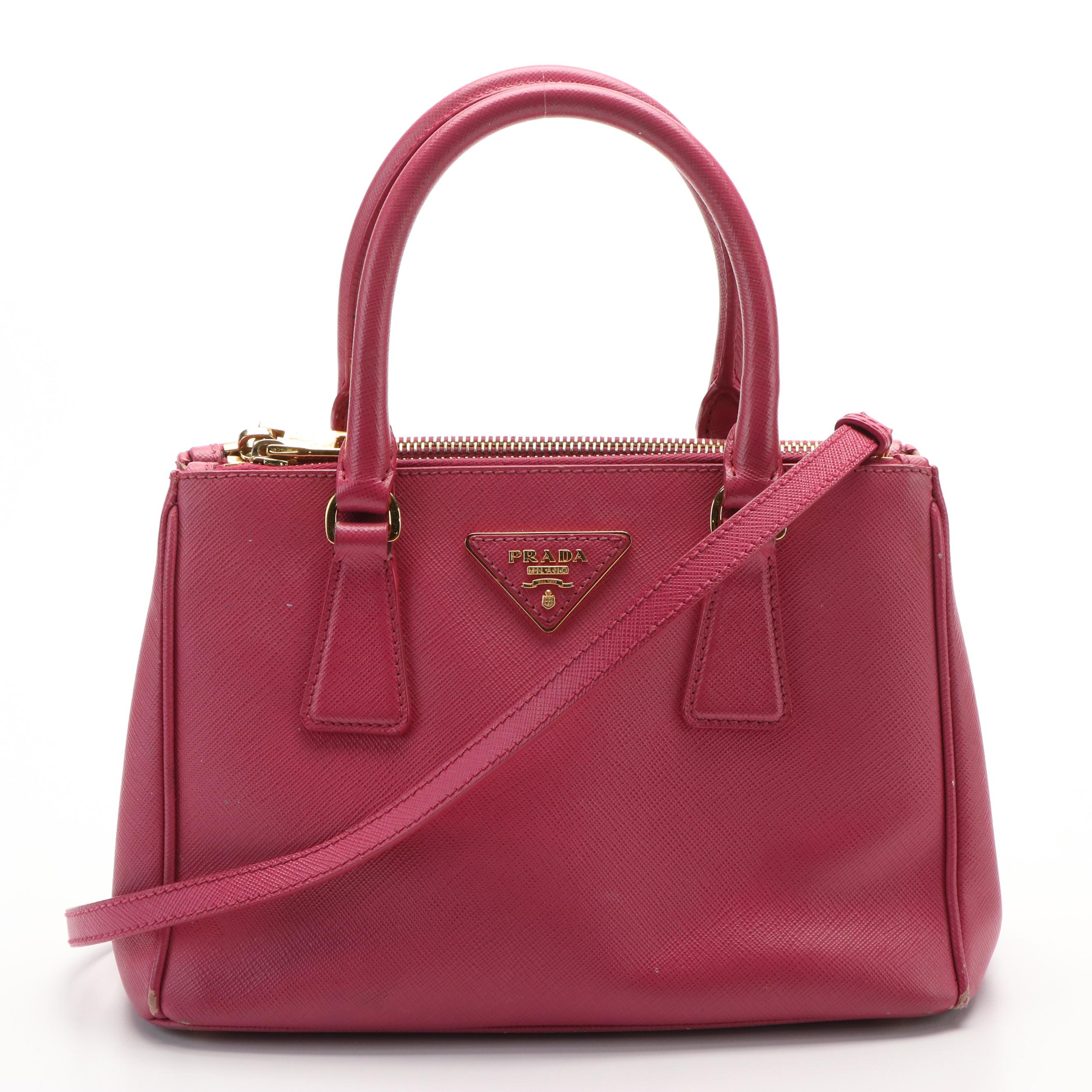 Prada  Galleria Medium Peonia Saffiano Lux Double Zip Tote w/ Strap