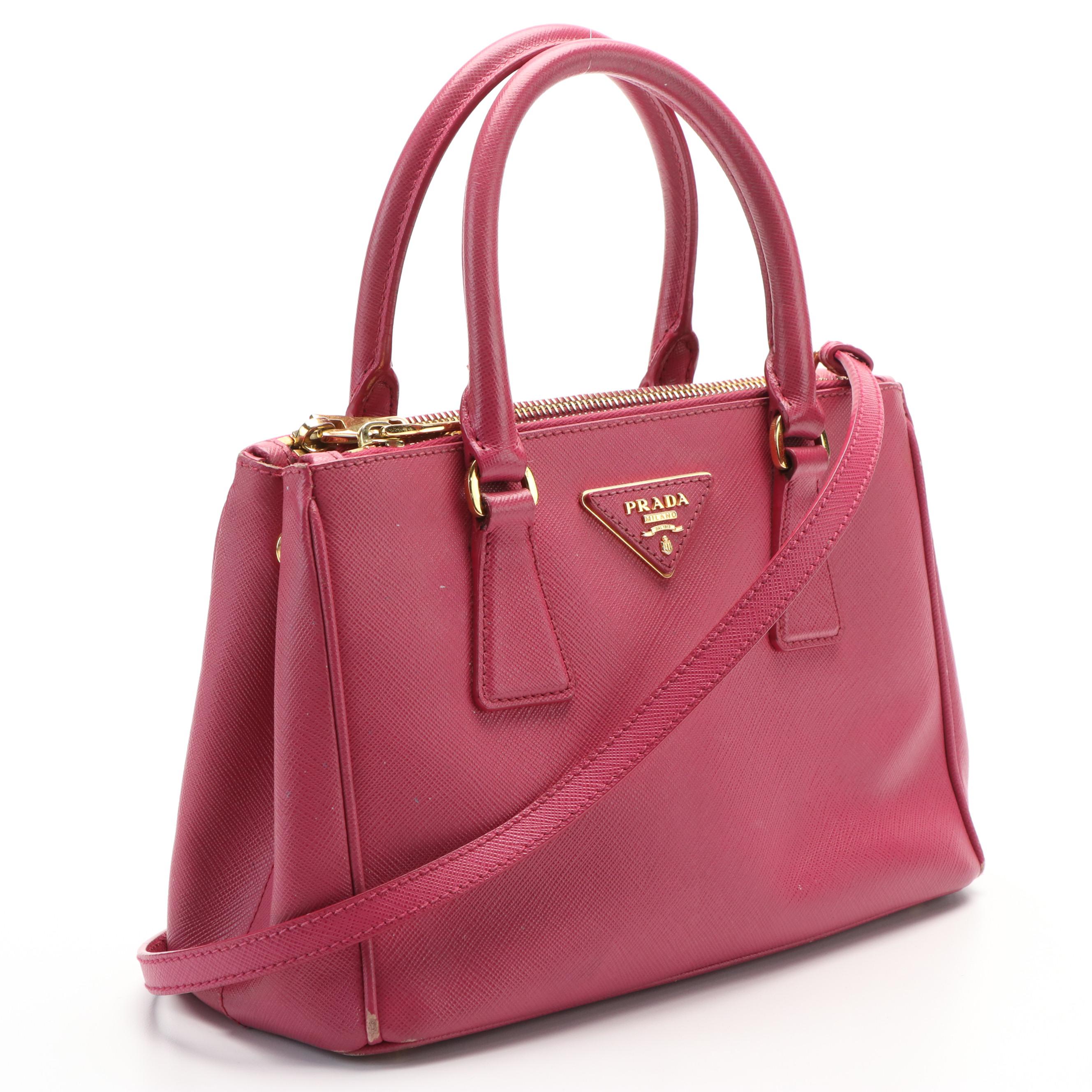 Prada  Galleria Medium Peonia Saffiano Lux Double Zip Tote w/ Strap