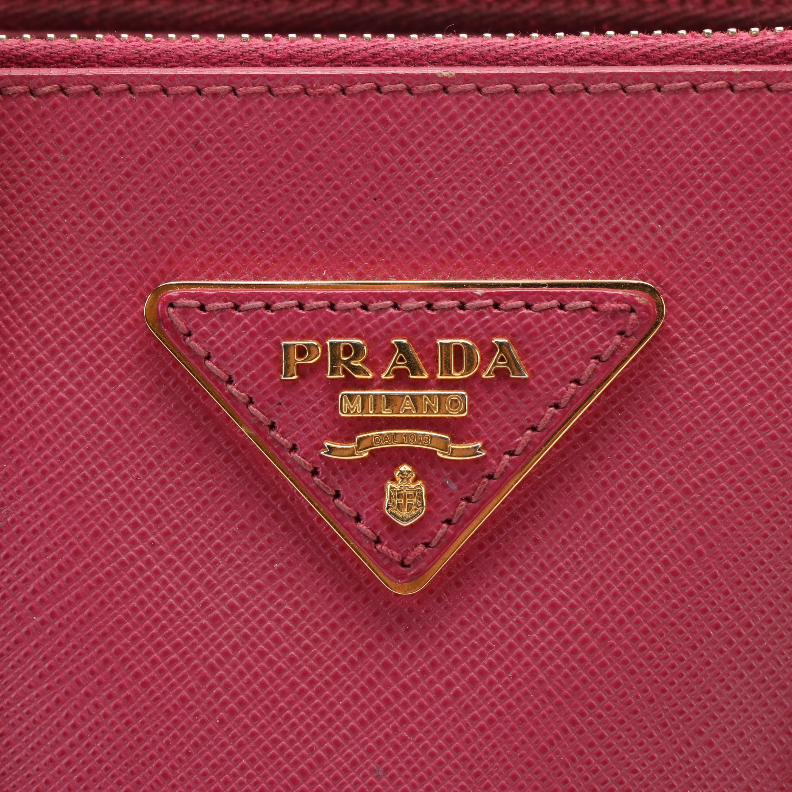 Prada  Galleria Medium Peonia Saffiano Lux Double Zip Tote w/ Strap