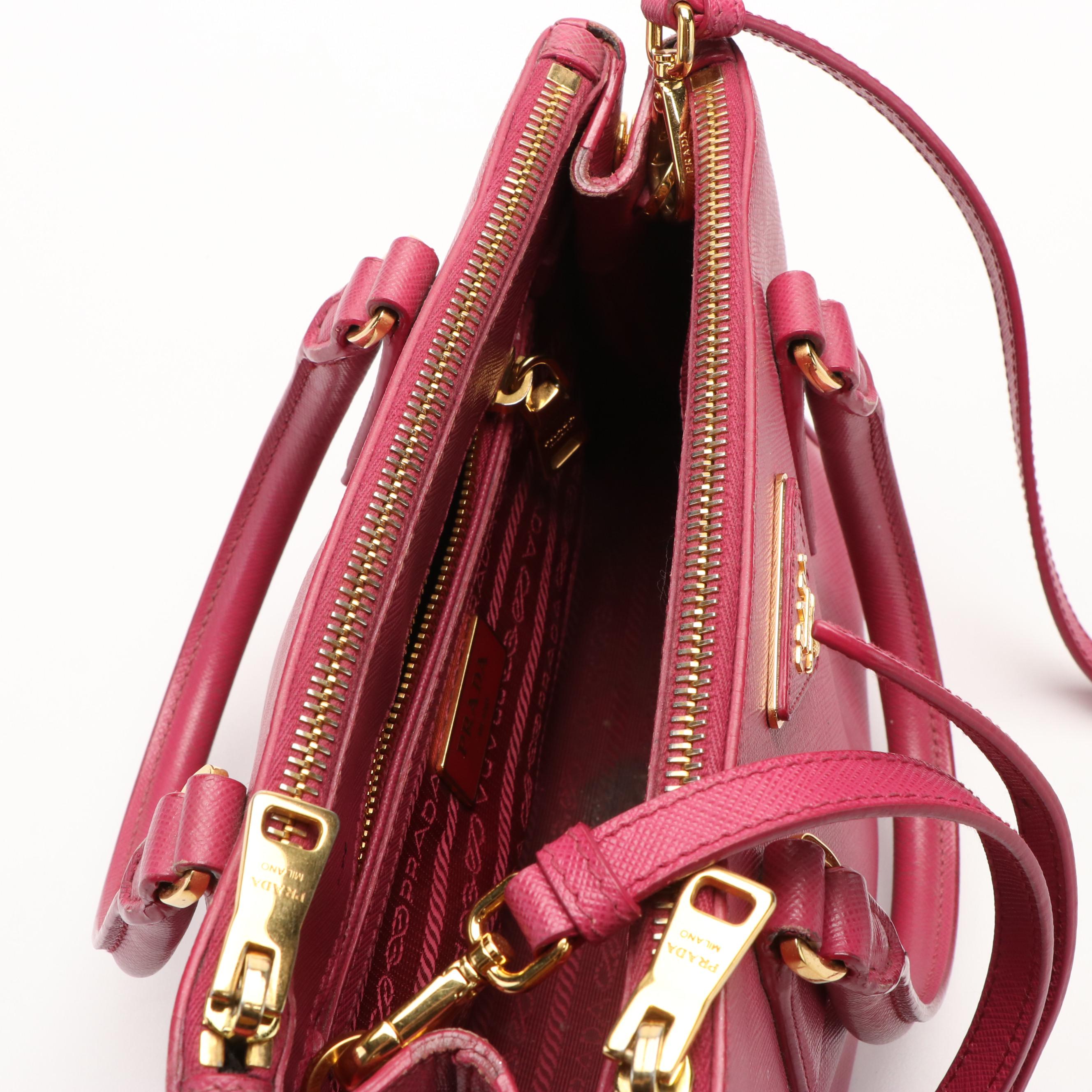 Prada  Galleria Medium Peonia Saffiano Lux Double Zip Tote w/ Strap