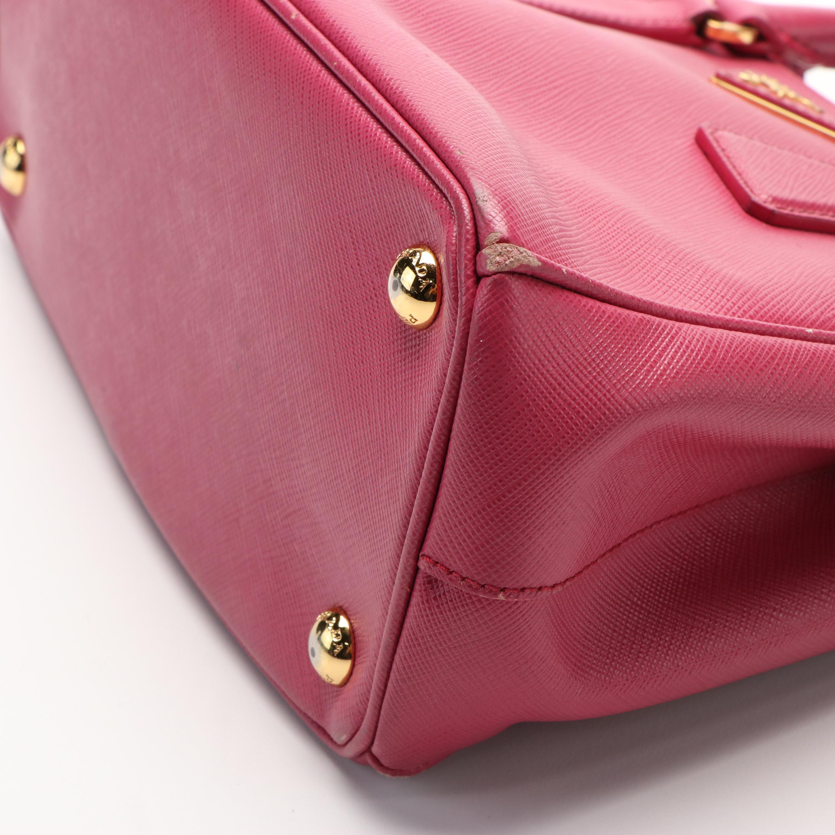 Prada  Galleria Medium Peonia Saffiano Lux Double Zip Tote w/ Strap