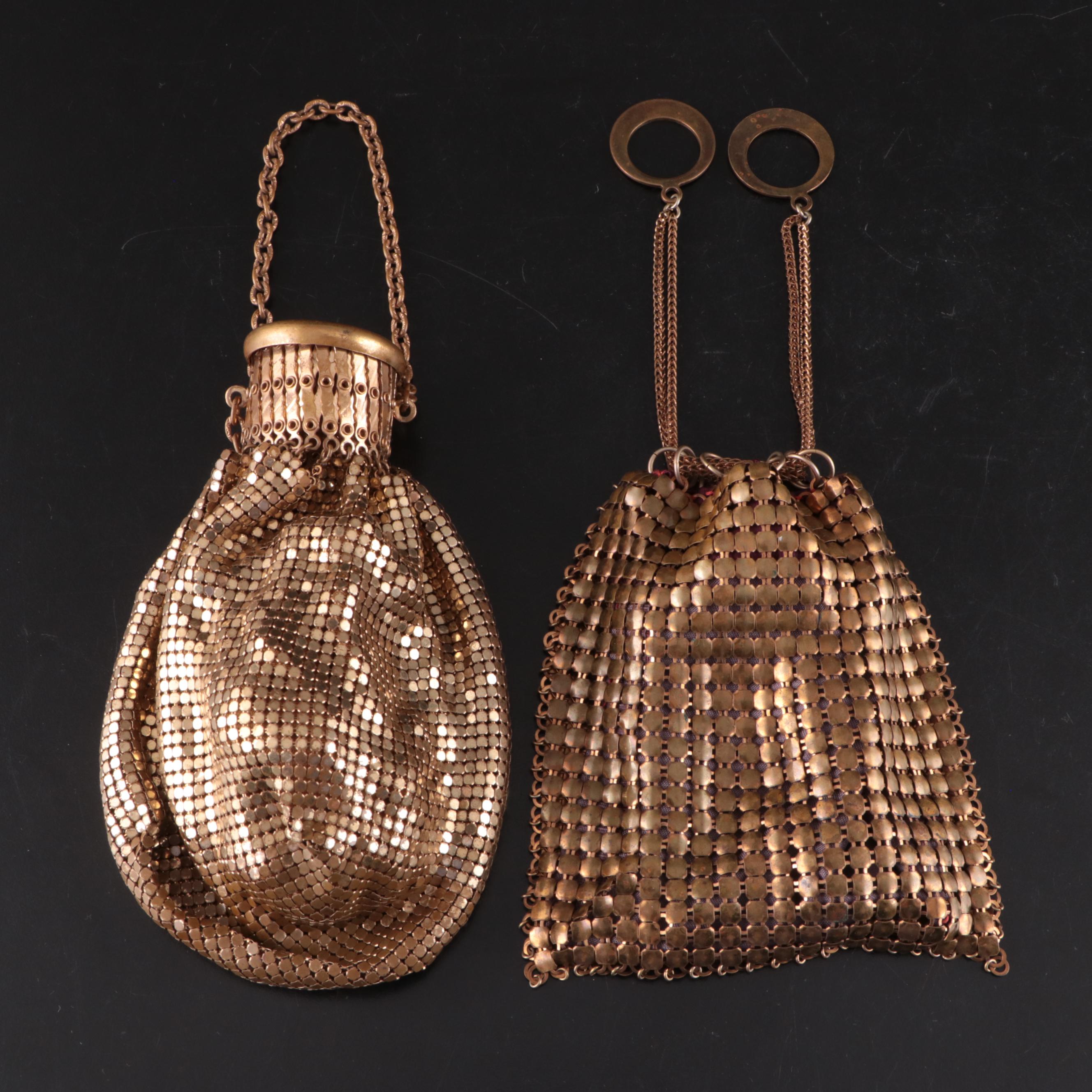 Whiting & Davis Brass Chainmail Bags with Expandable and Ring Closures