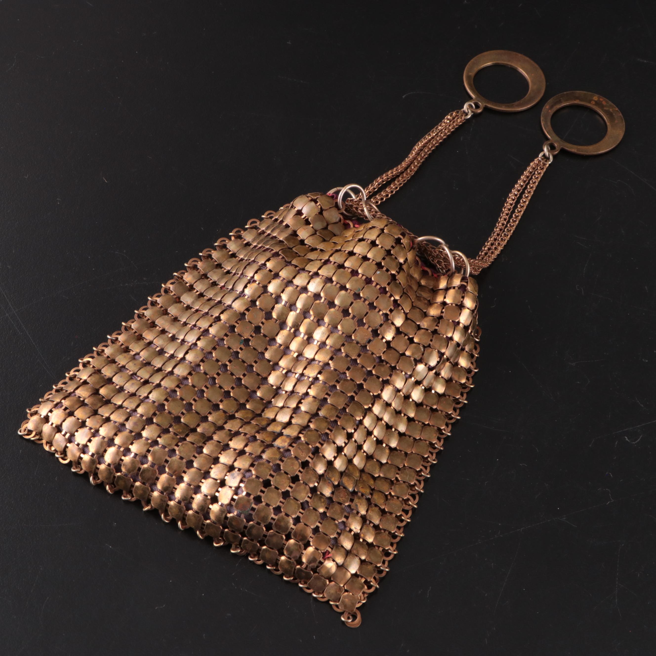 Whiting & Davis Brass Chainmail Bags with Expandable and Ring Closures