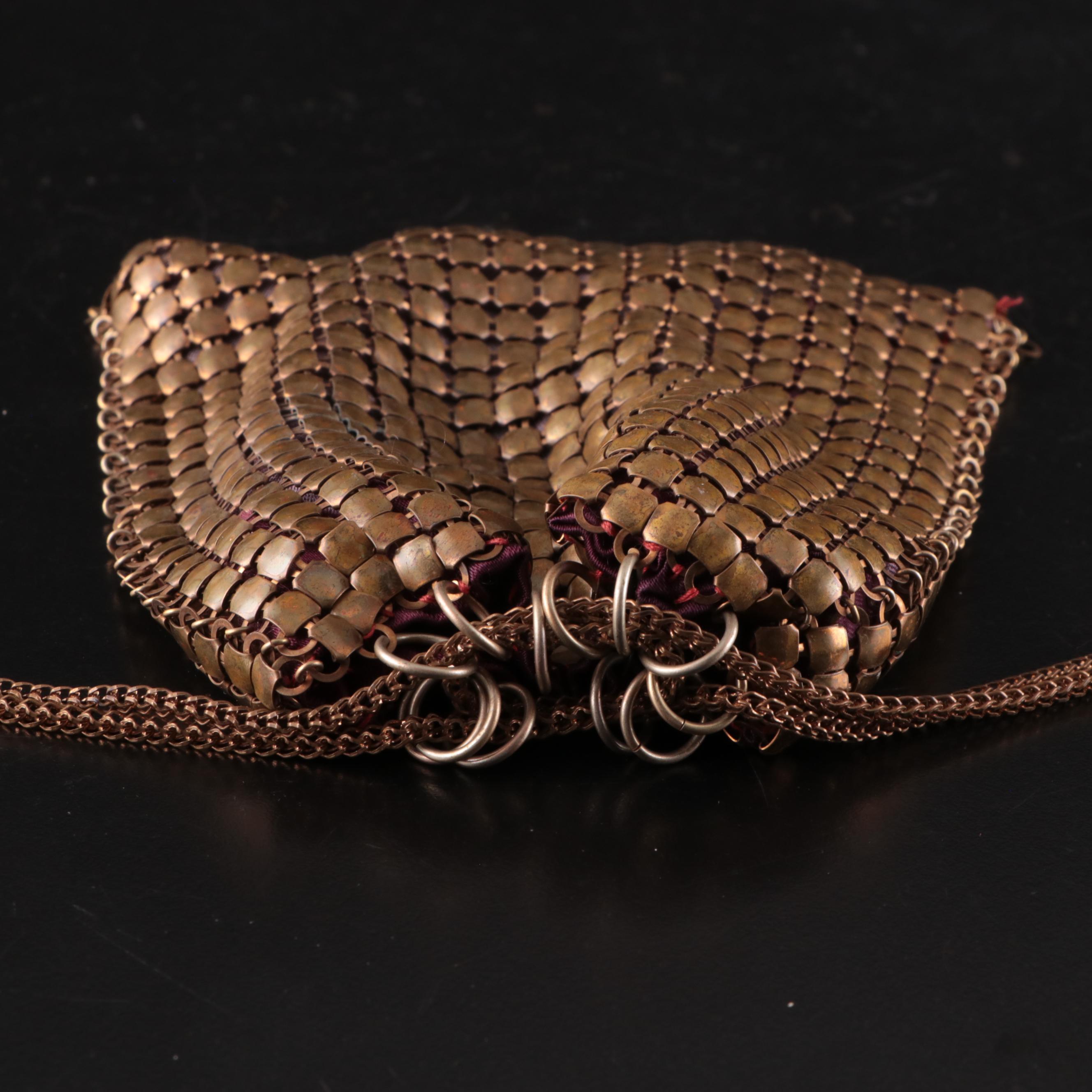 Whiting & Davis Brass Chainmail Bags with Expandable and Ring Closures