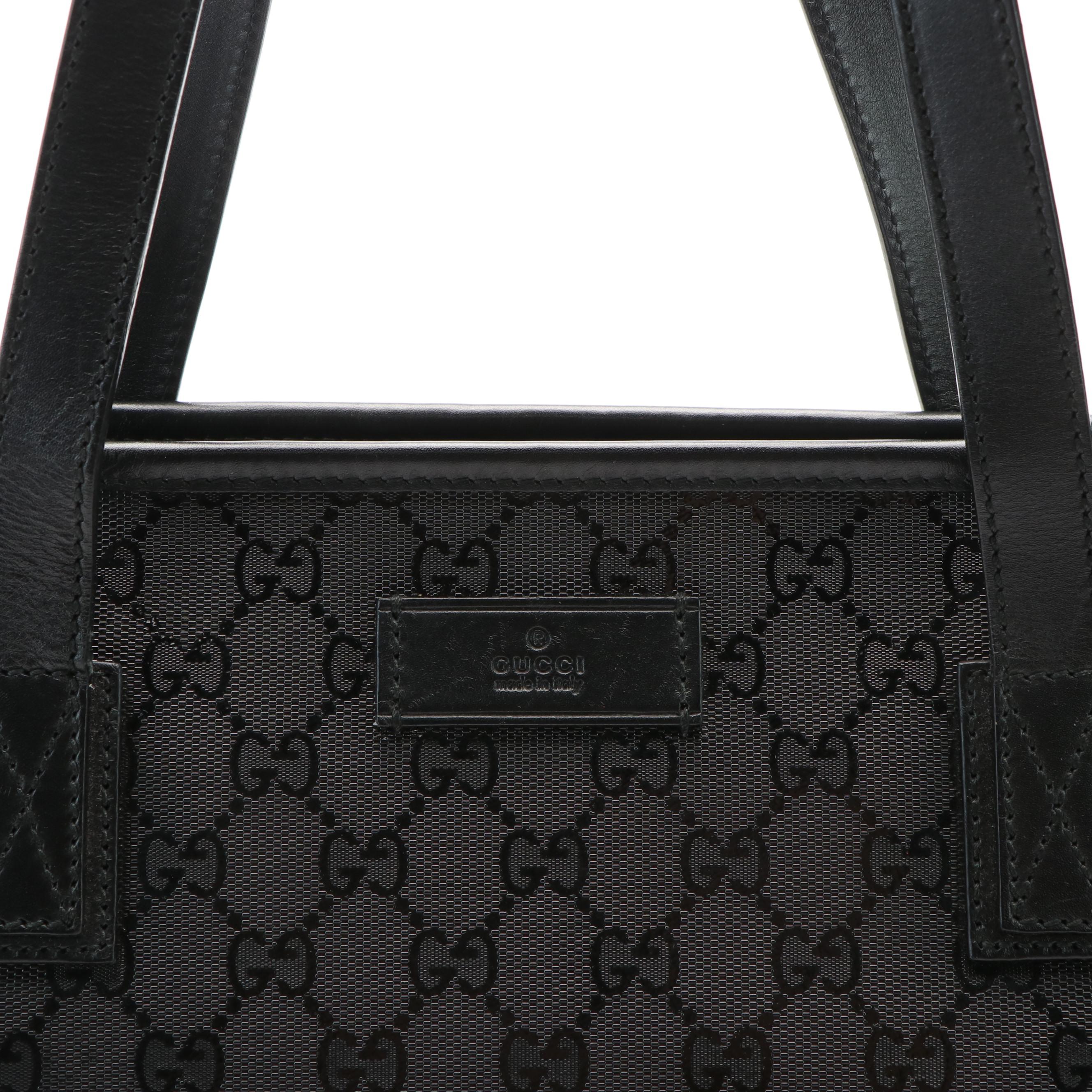 Gucci Imprimé Tote in GG Supreme Black Metallic Coated Canvas and Leather