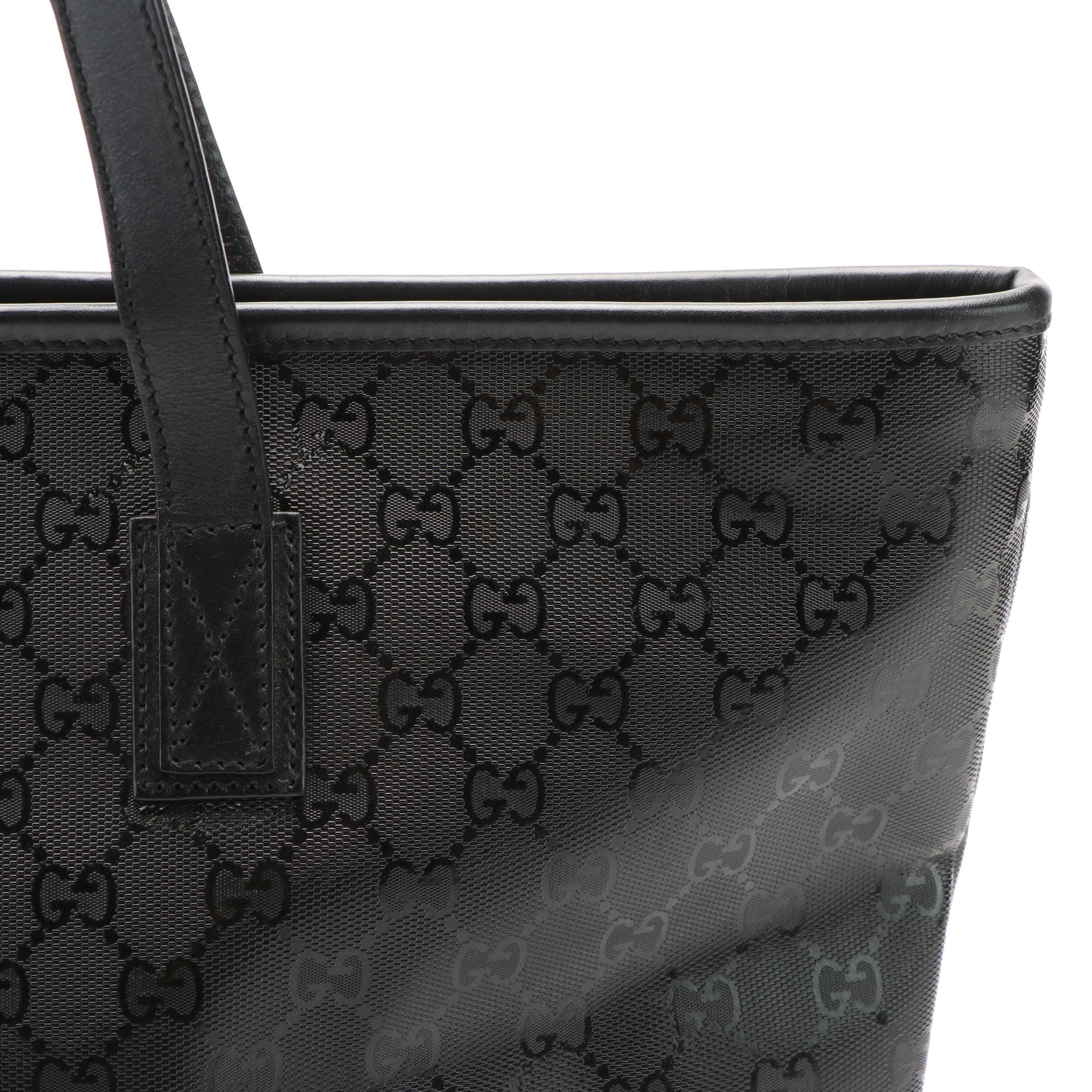 Gucci Imprimé Tote in GG Supreme Black Metallic Coated Canvas and Leather
