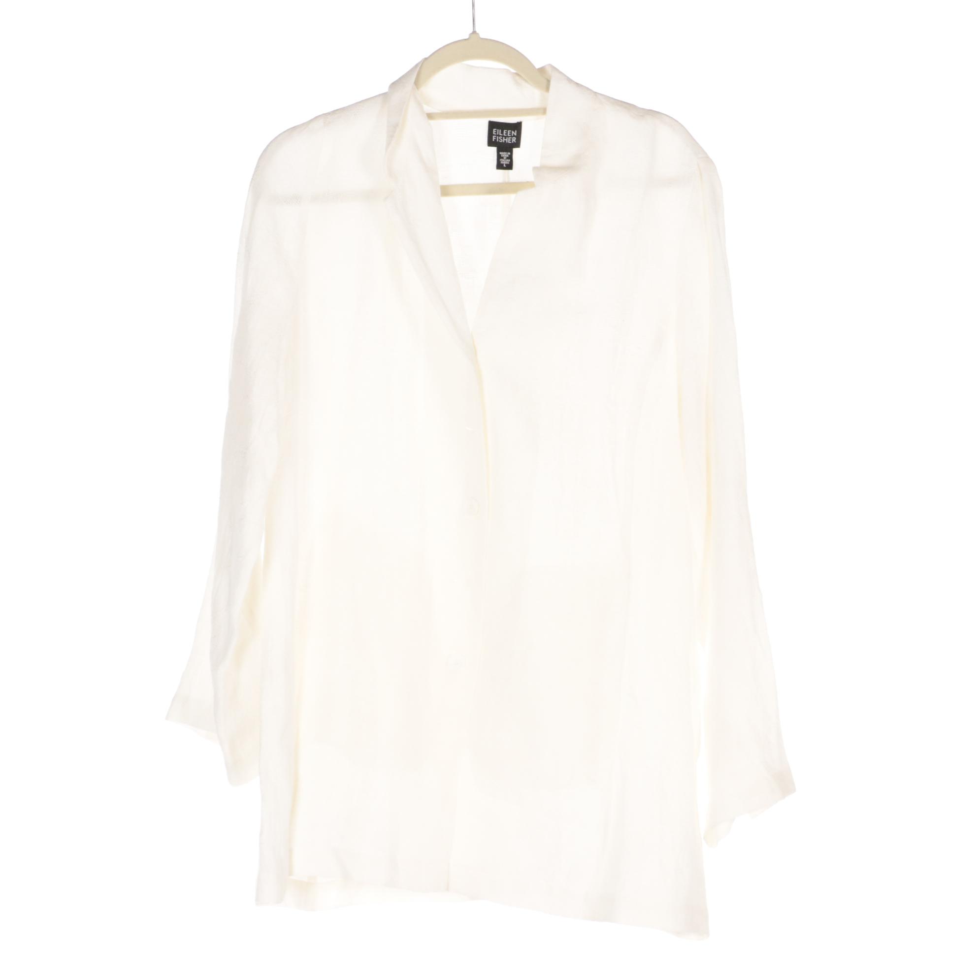 Eileen Fisher Silk Crepe Dress, Textured Silk Mandarin Collar Jacket & Blouse