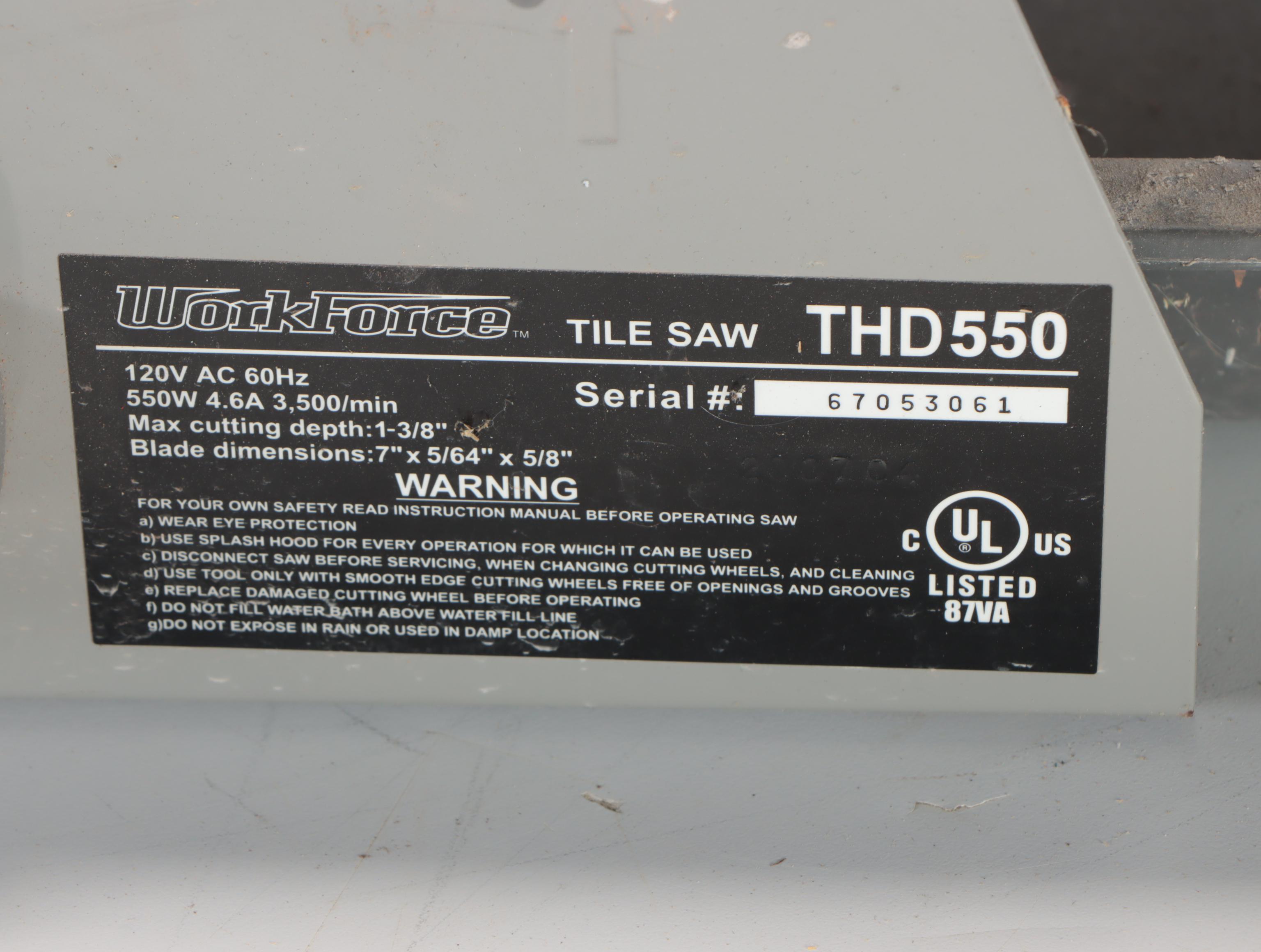 Workforce Model THD550 Tile Saw