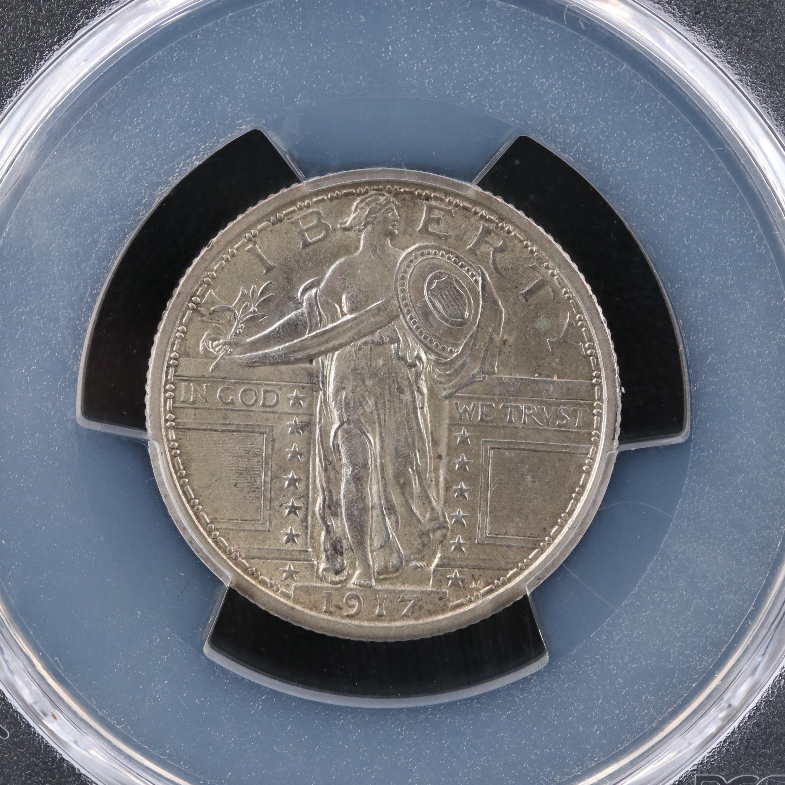 PCGS Graded AU58FH 1917 Type I Standing Liberty Silver Quarter