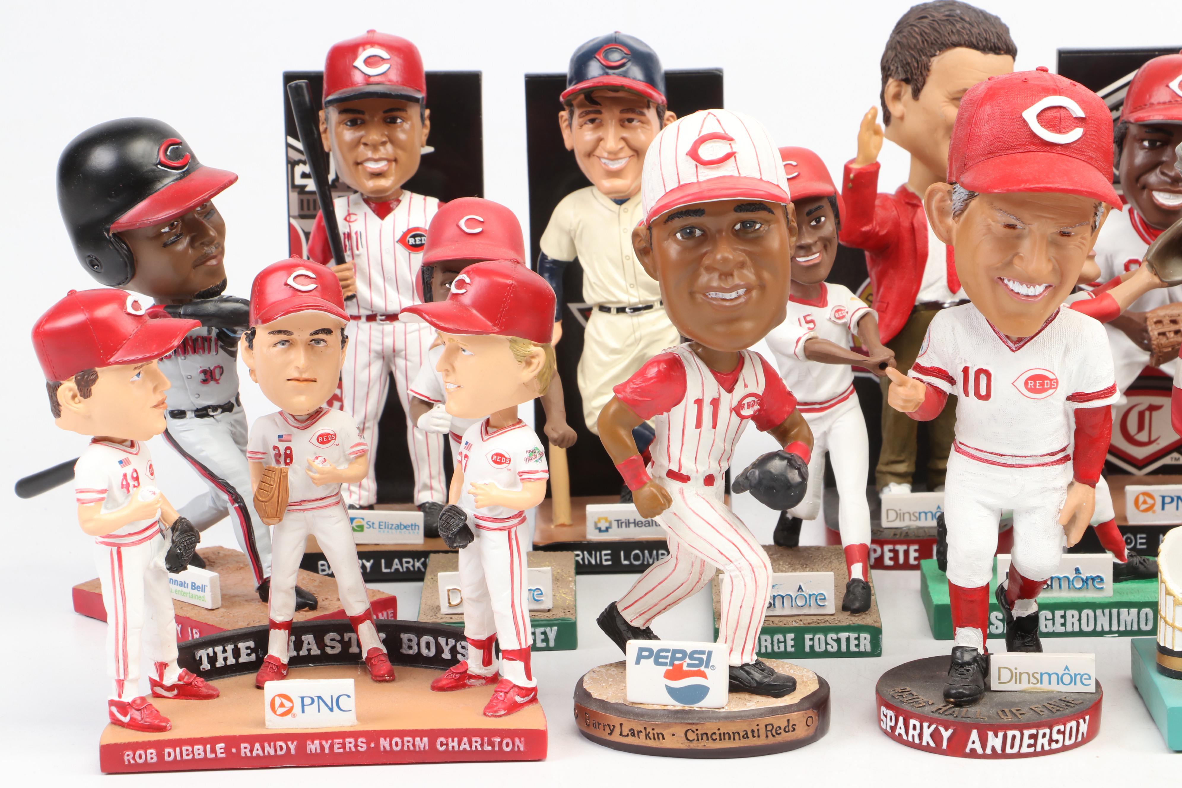 Cincinnati Reds Bobbleheads Featuring Pete Rose, Johnny Bench, Marge Schott