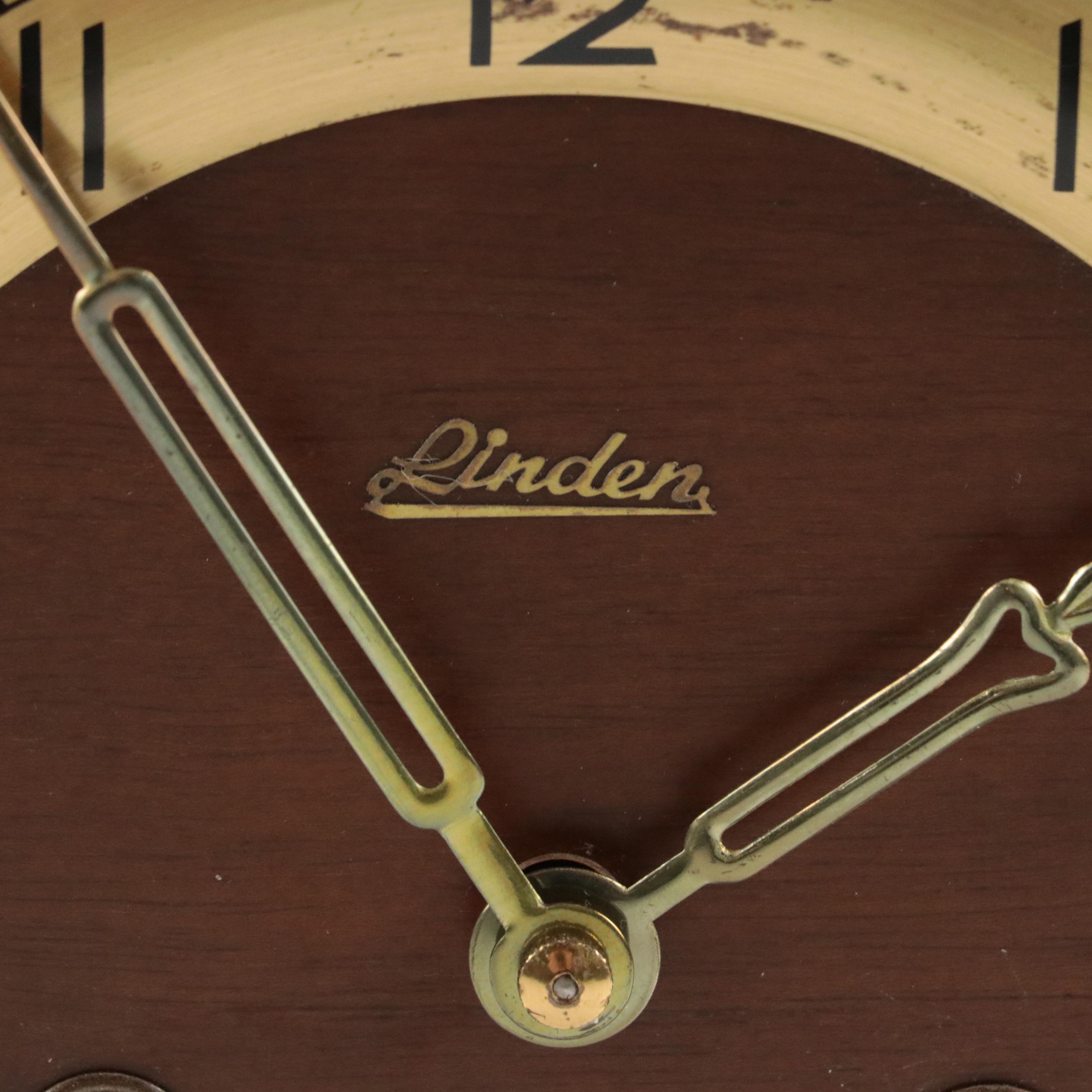 Linden German Wooden Mantel Clock, 1970s