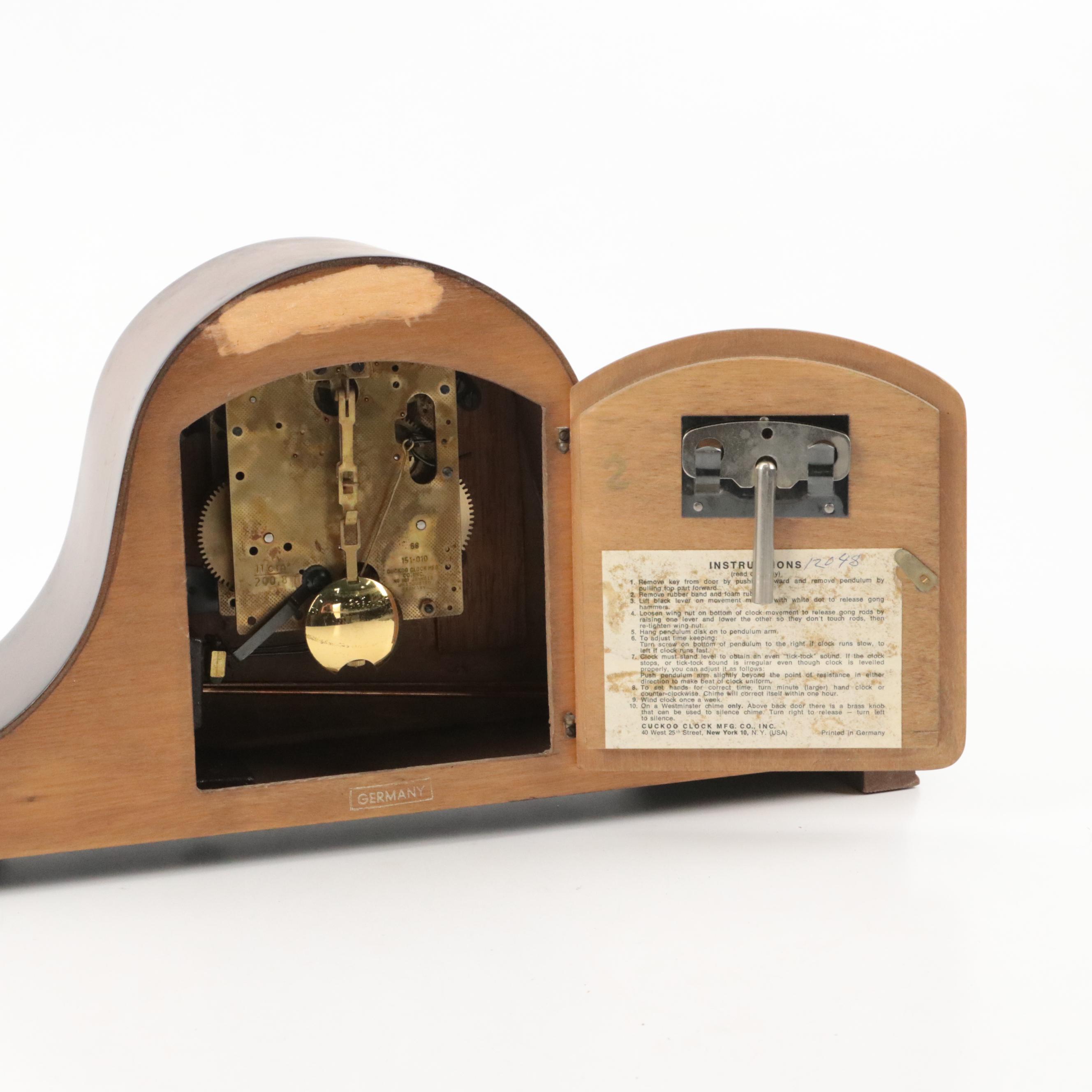 Linden German Wooden Mantel Clock, 1970s