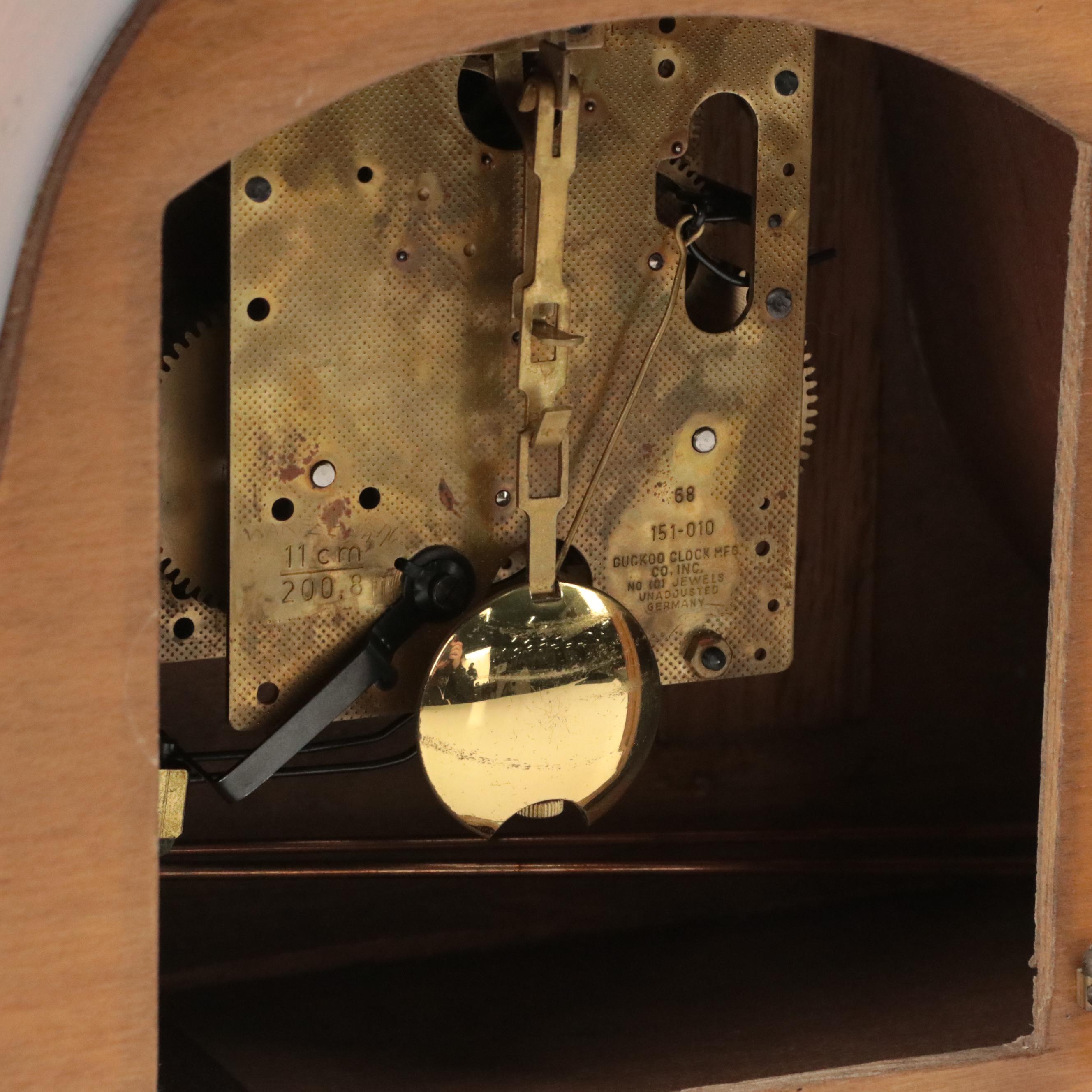 Linden German Wooden Mantel Clock, 1970s