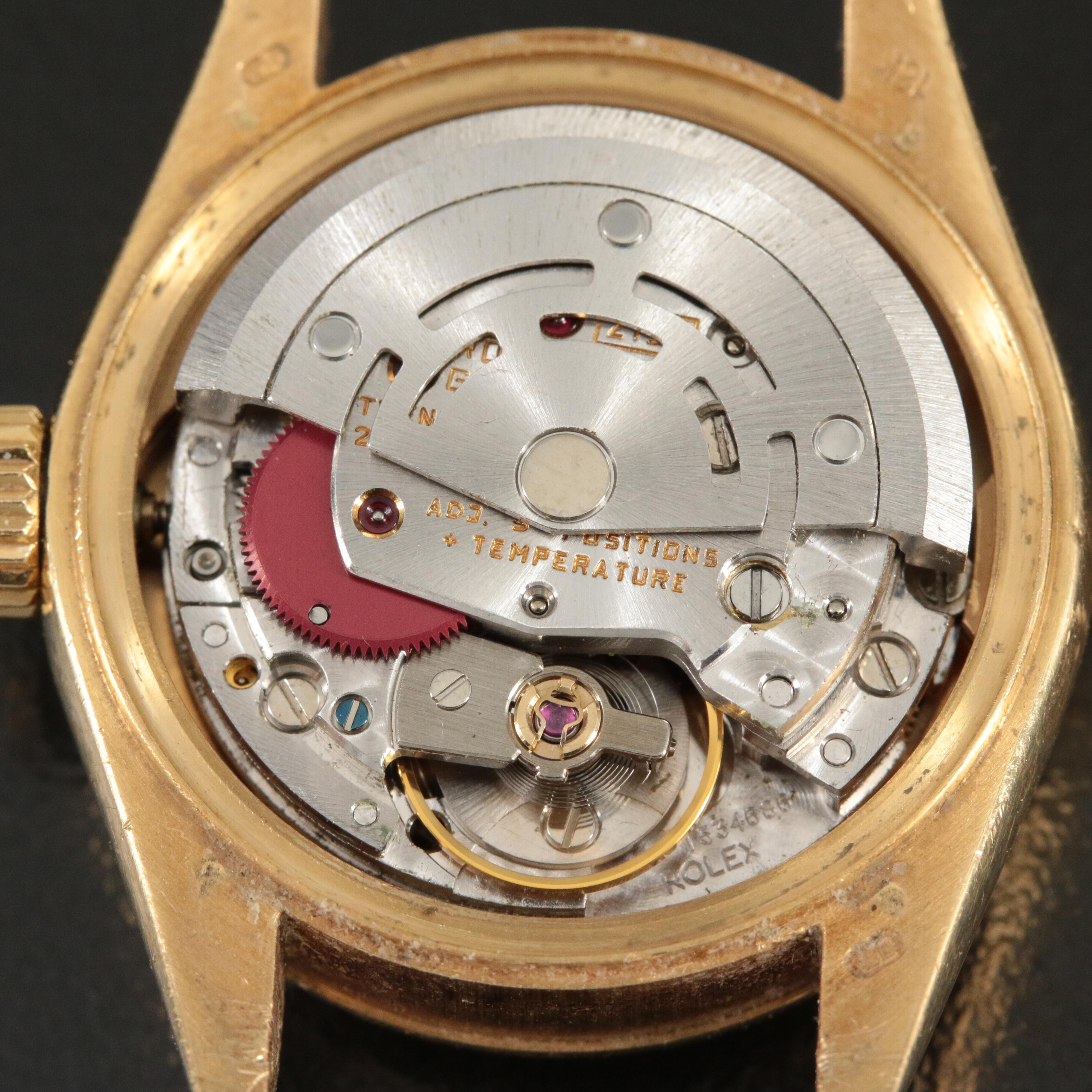 1990 Rolex 18K Custom Diamond Dial Datejust President Band Watch