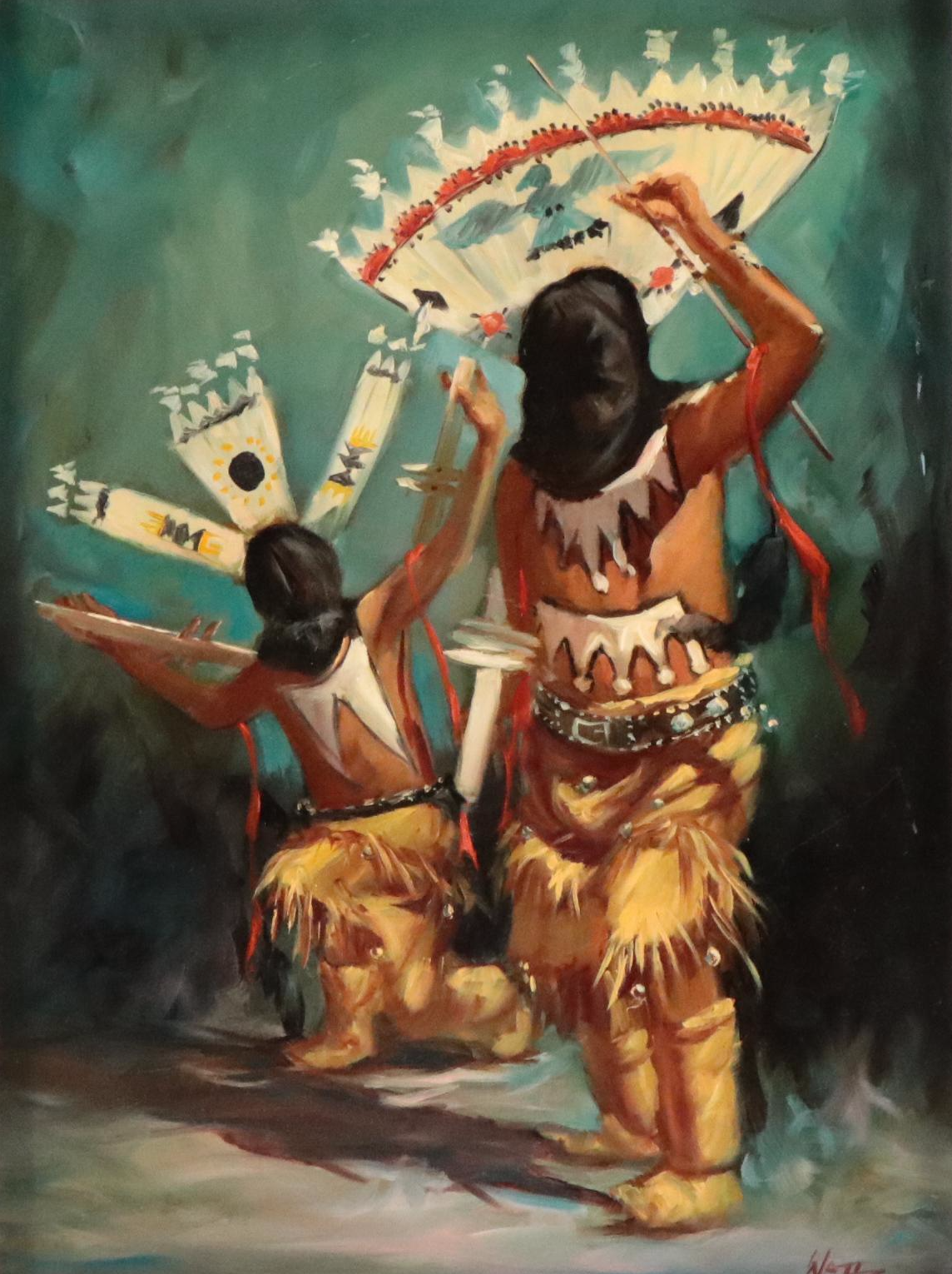 Oil Painting of Hopi Katsina Dancers