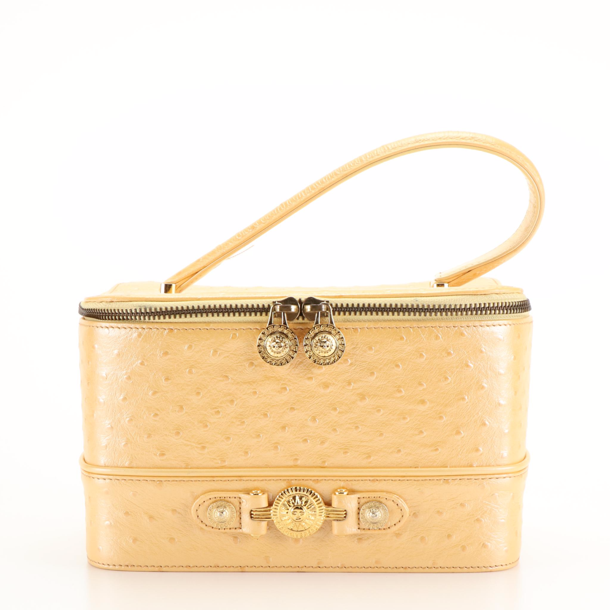 Gianni Versace Embossed Leather Vanity Bag