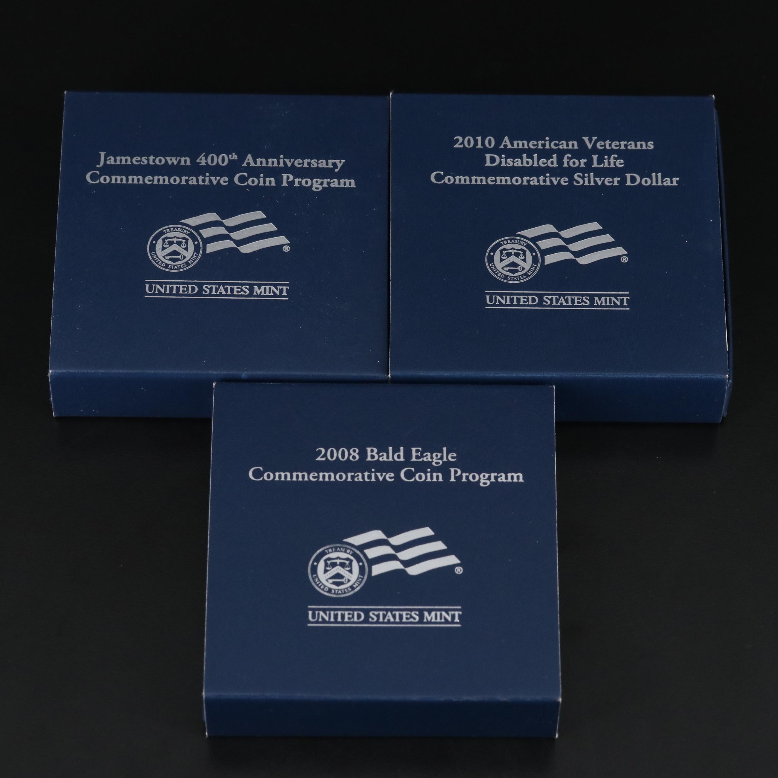 Three Modern Commemorative Proof Silver Dollars