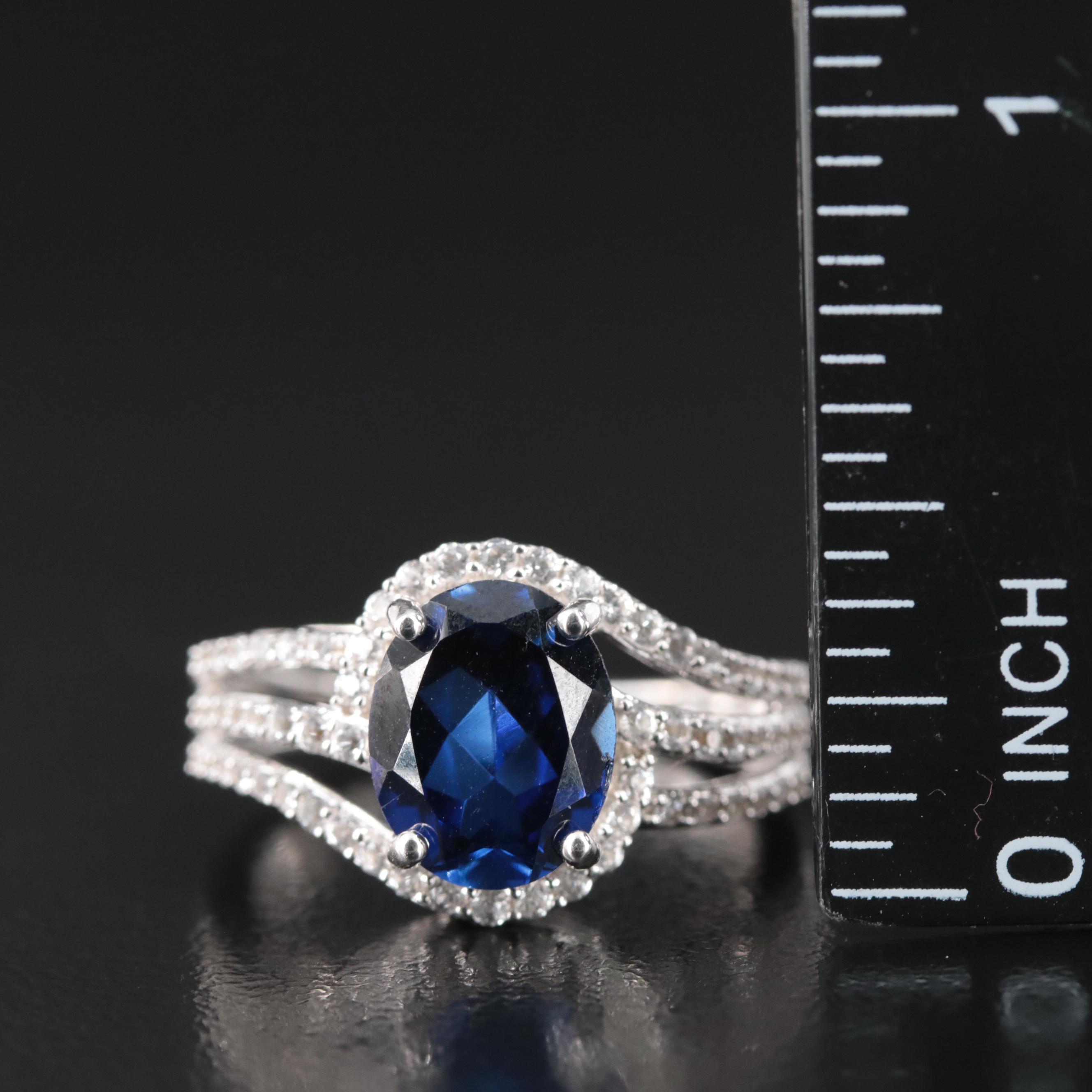 Sterling Blue and White Sapphire Ring
