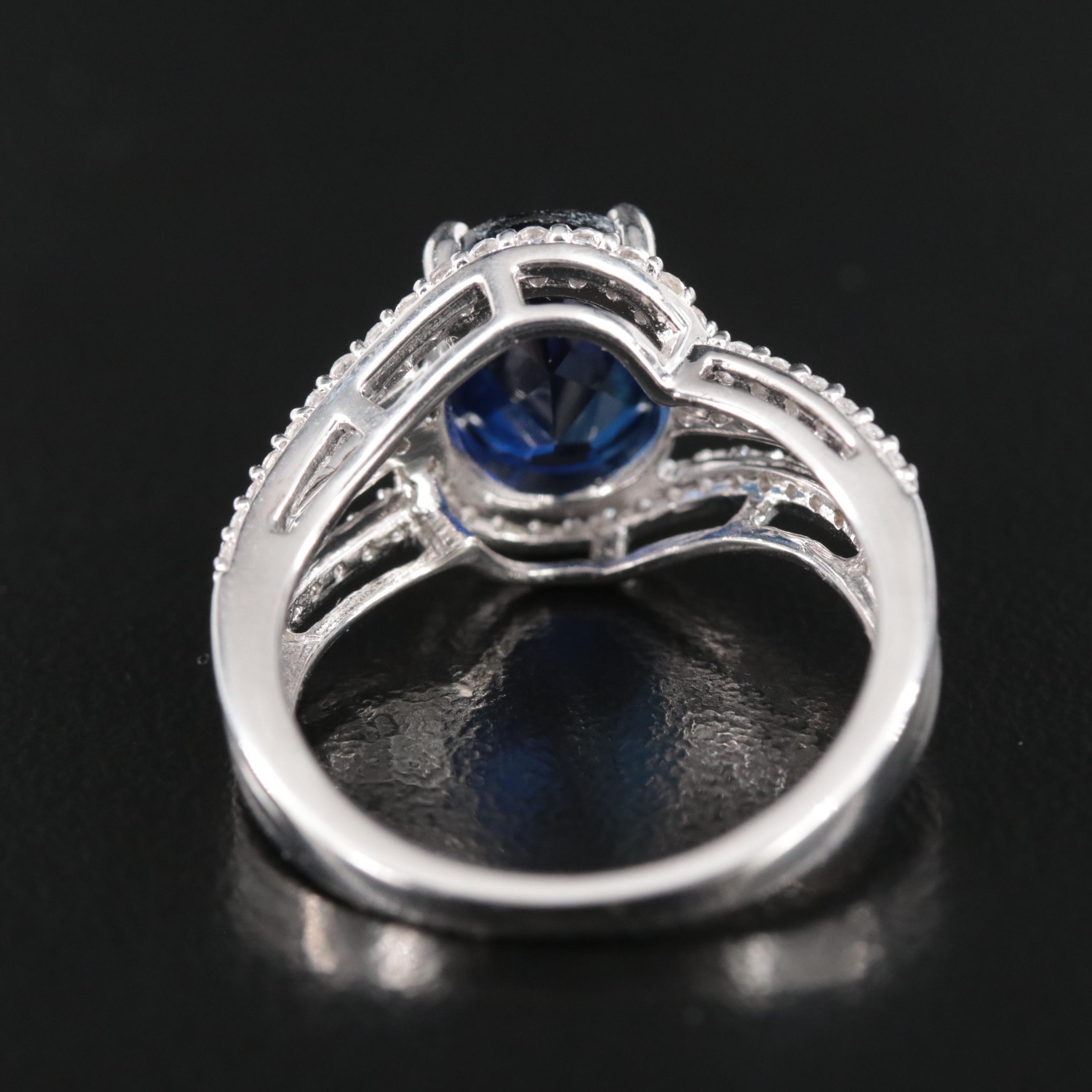 Sterling Blue and White Sapphire Ring