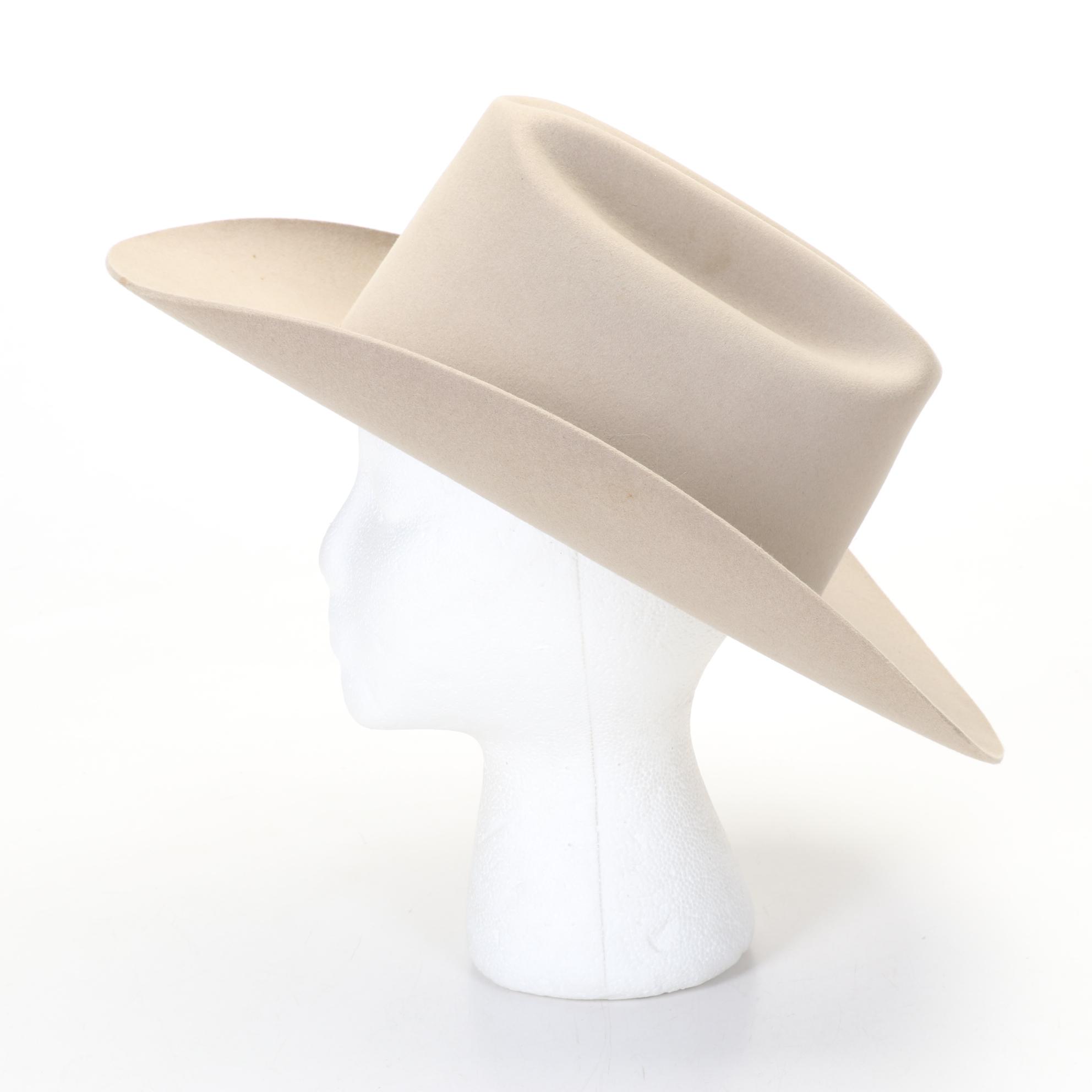 Tan Felt Stetson 7.25" Hat With Original Hat Box and Insert