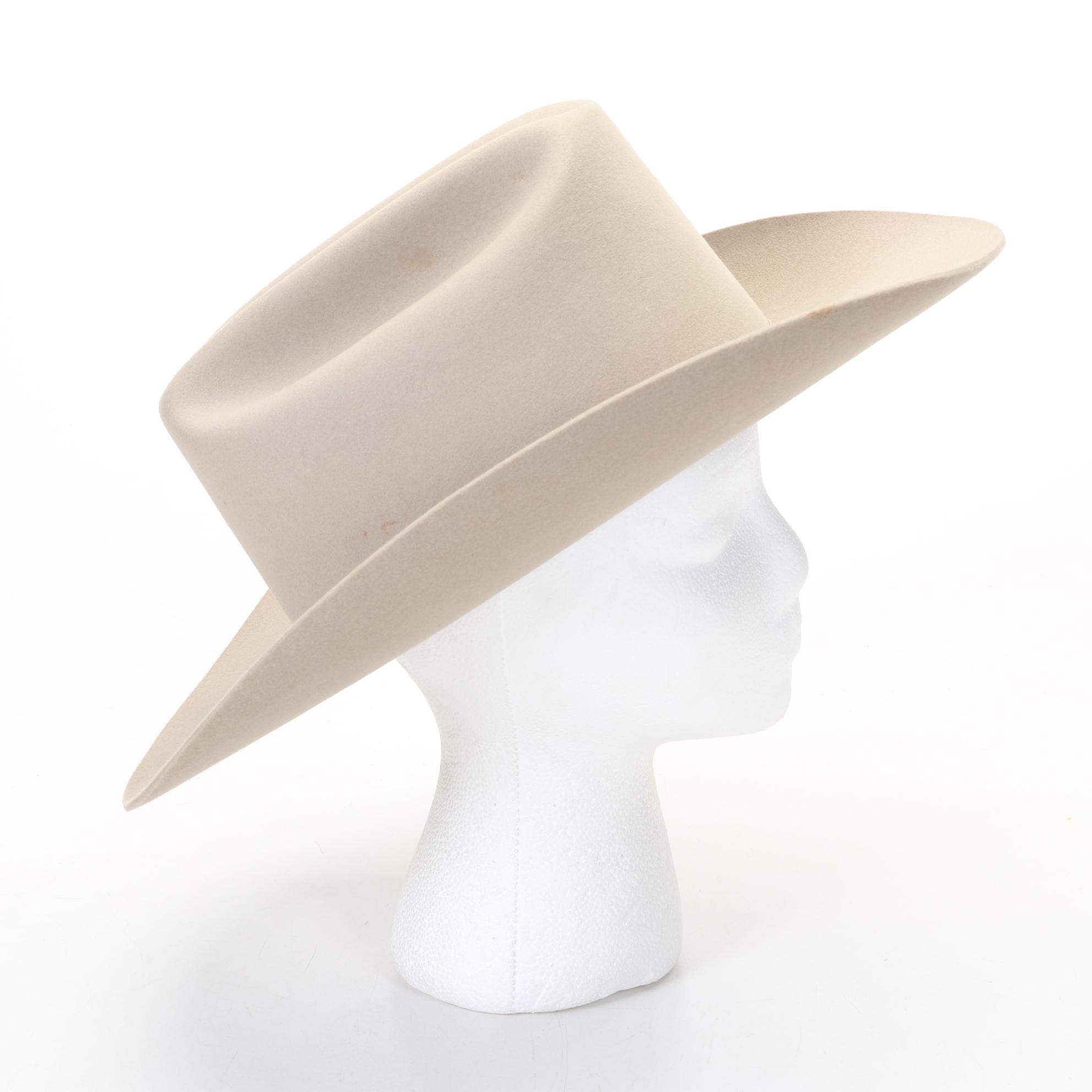 Tan Felt Stetson 7.25" Hat With Original Hat Box and Insert