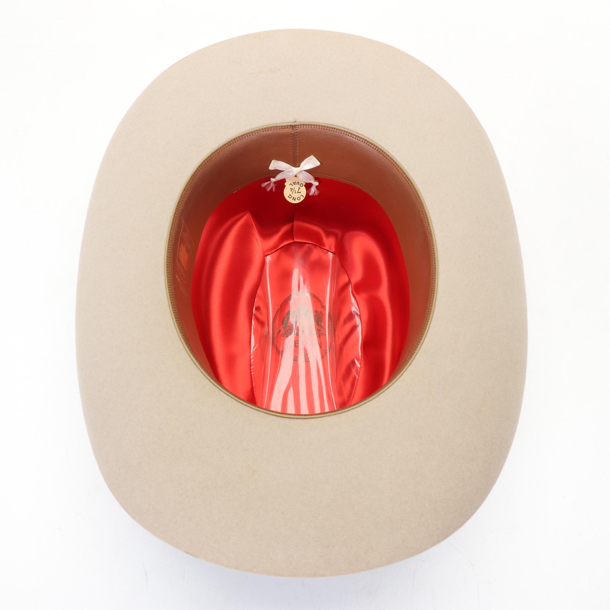 Tan Felt Stetson 7.25" Hat With Original Hat Box and Insert