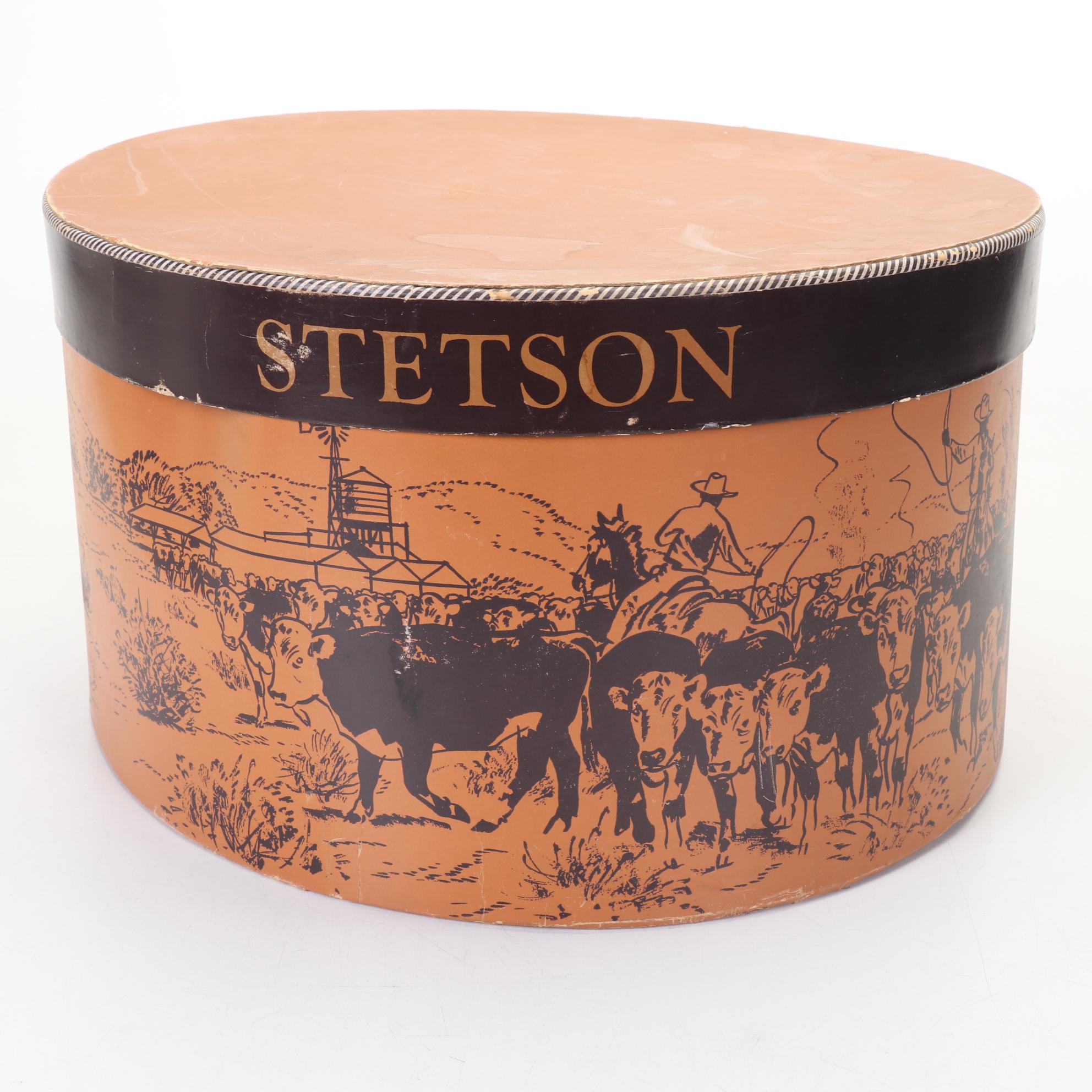 Tan Felt Stetson 7.25" Hat With Original Hat Box and Insert