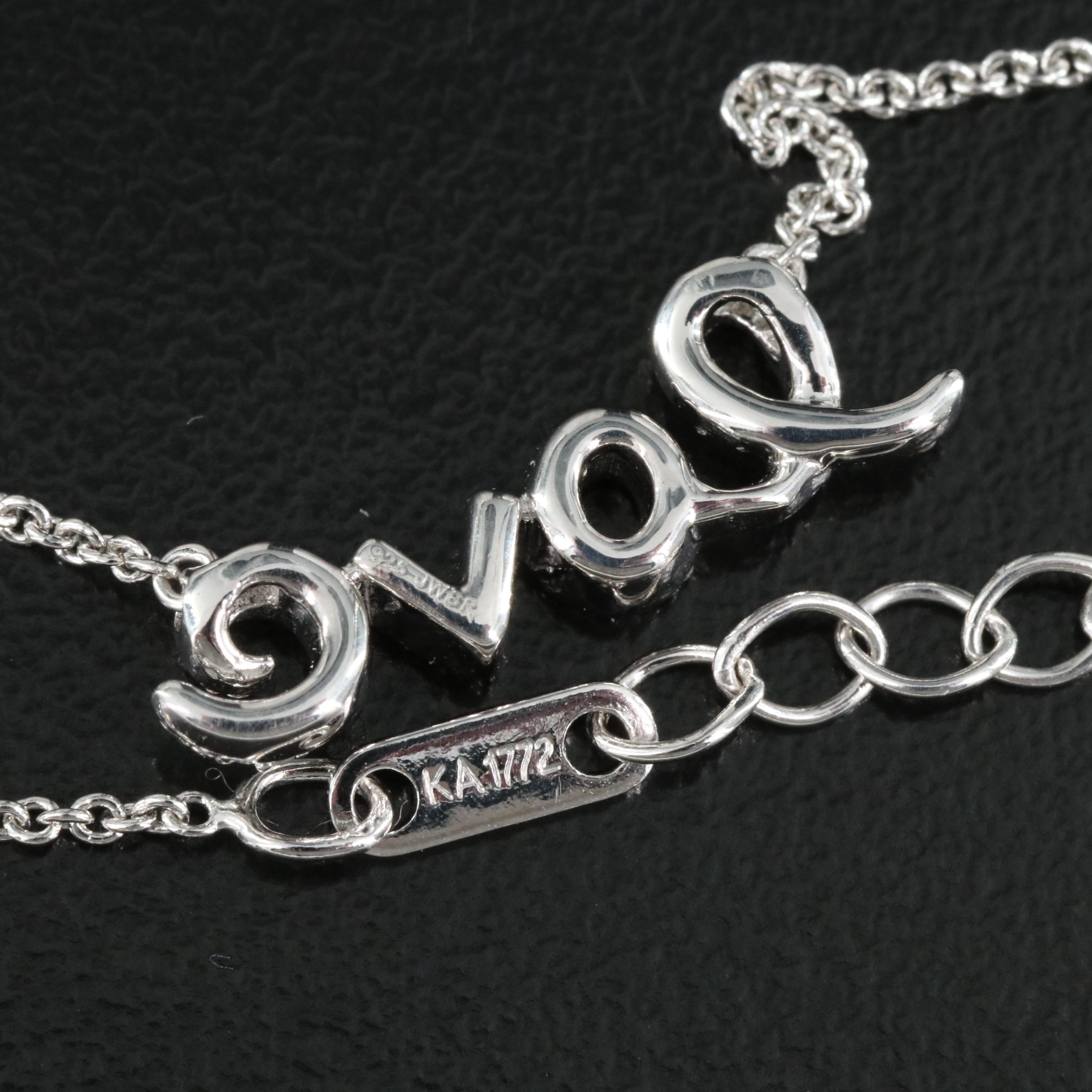 Sterling Diamond "Love" Necklace