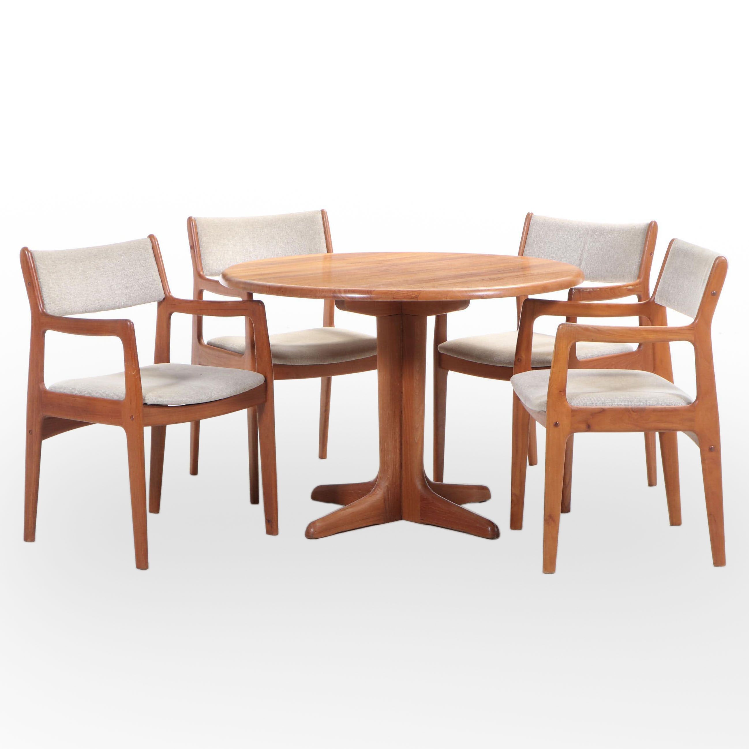 Danish Modern Teak Dinette Table and Four Armchairs