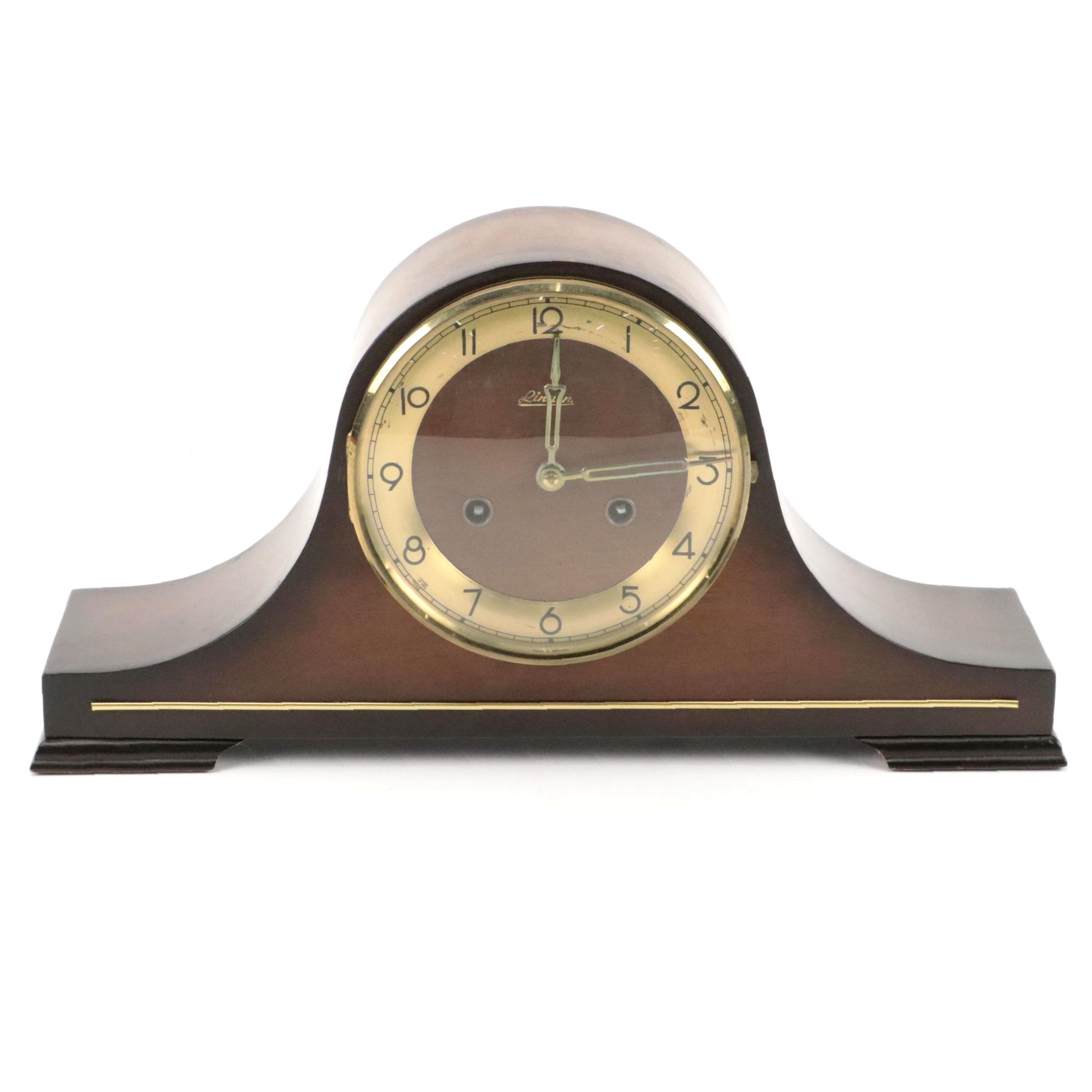 Linden German Wooden Mantel Clock, 1970s