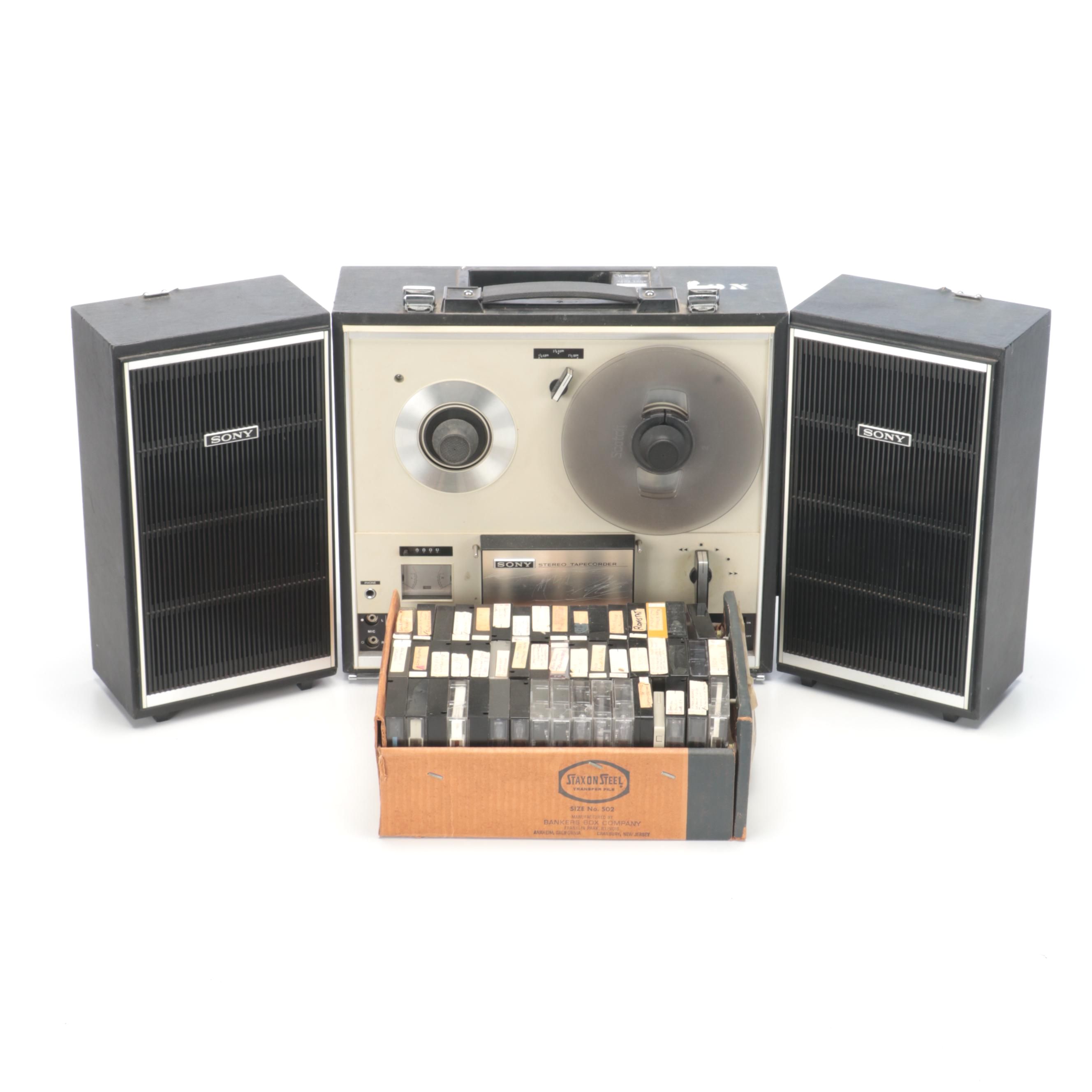 Sony Stereo Portable Tapecorder With Detacheable Speakers and Tapes