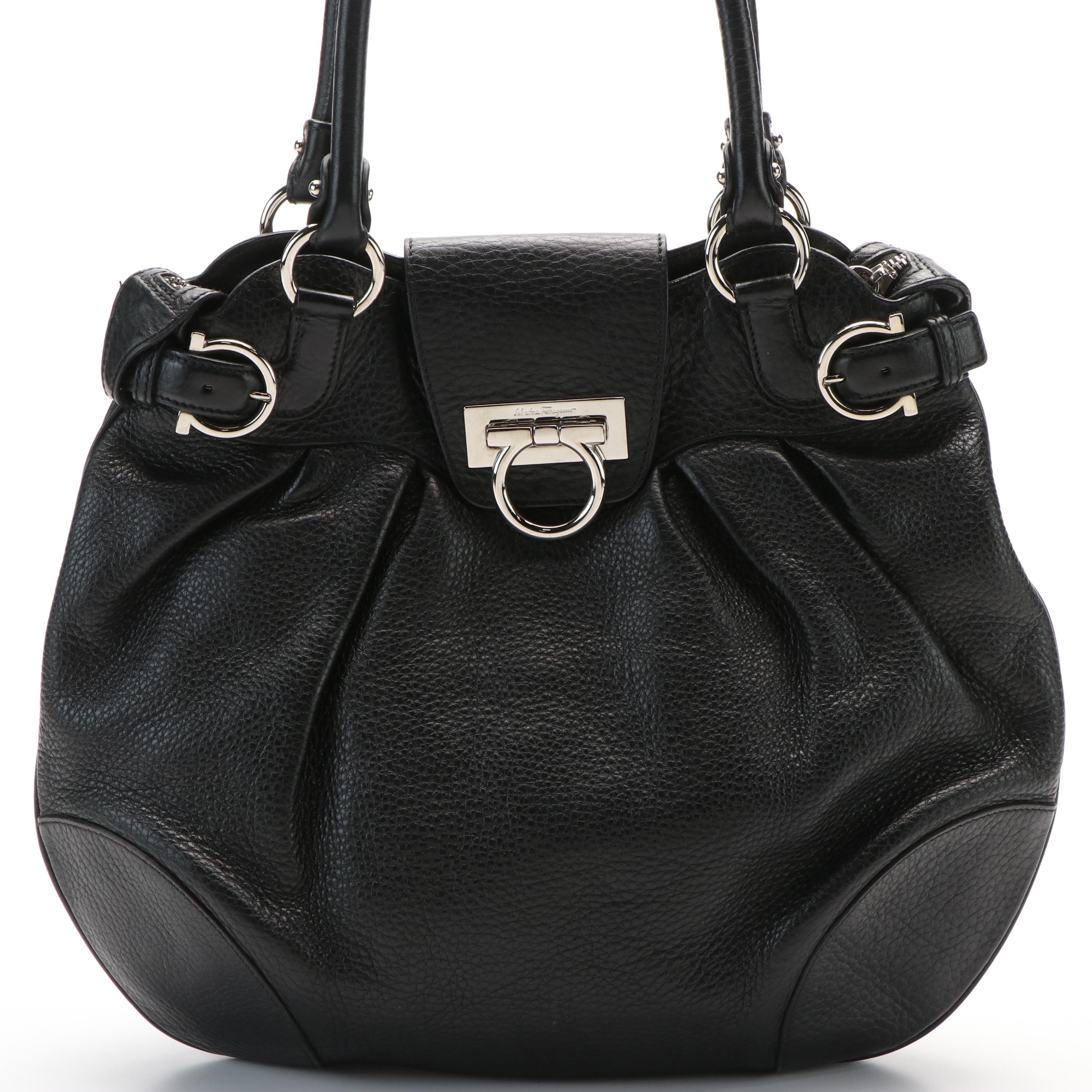 Salvatore Ferragamo Shoulder Bag in Black Leather