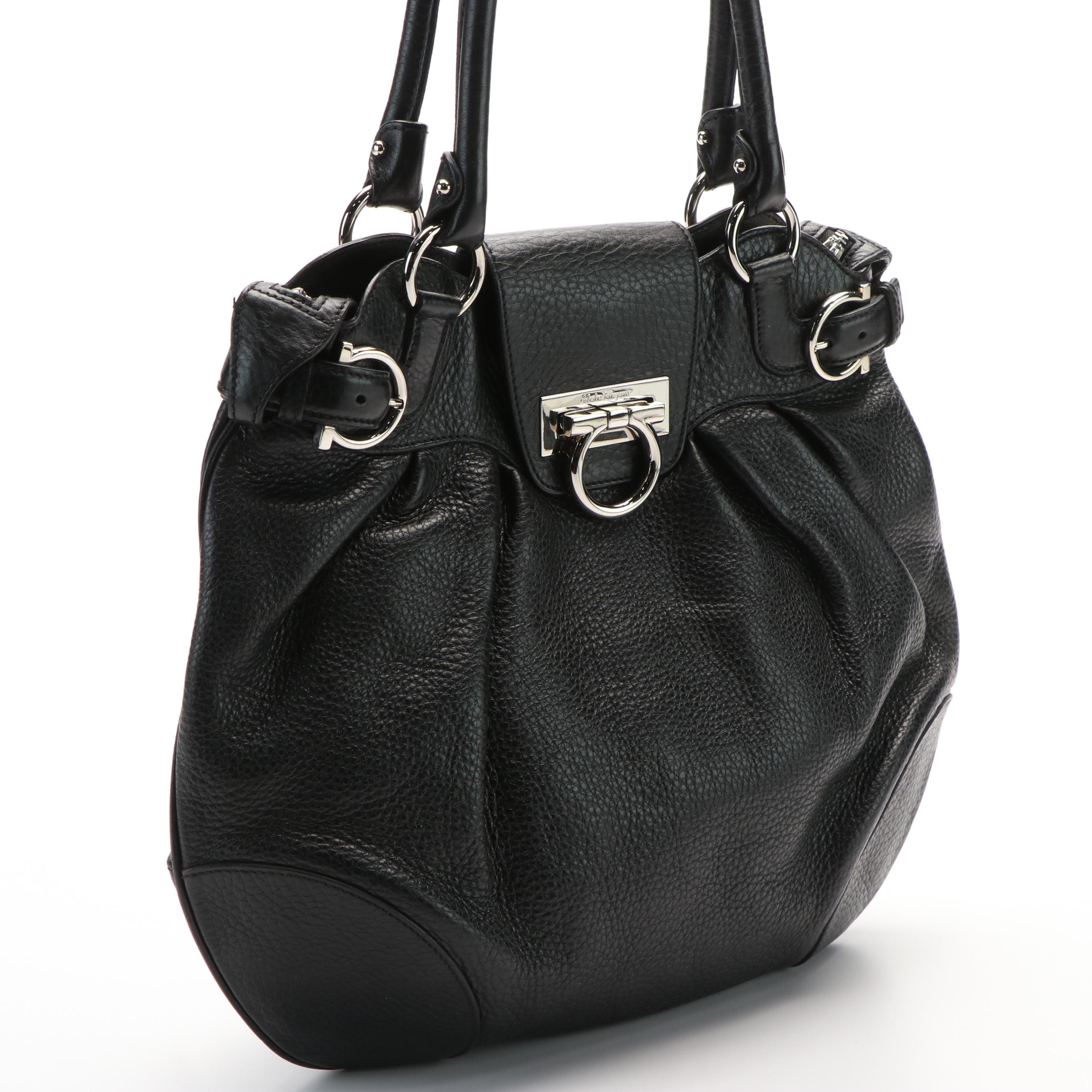 Salvatore Ferragamo Shoulder Bag in Black Leather
