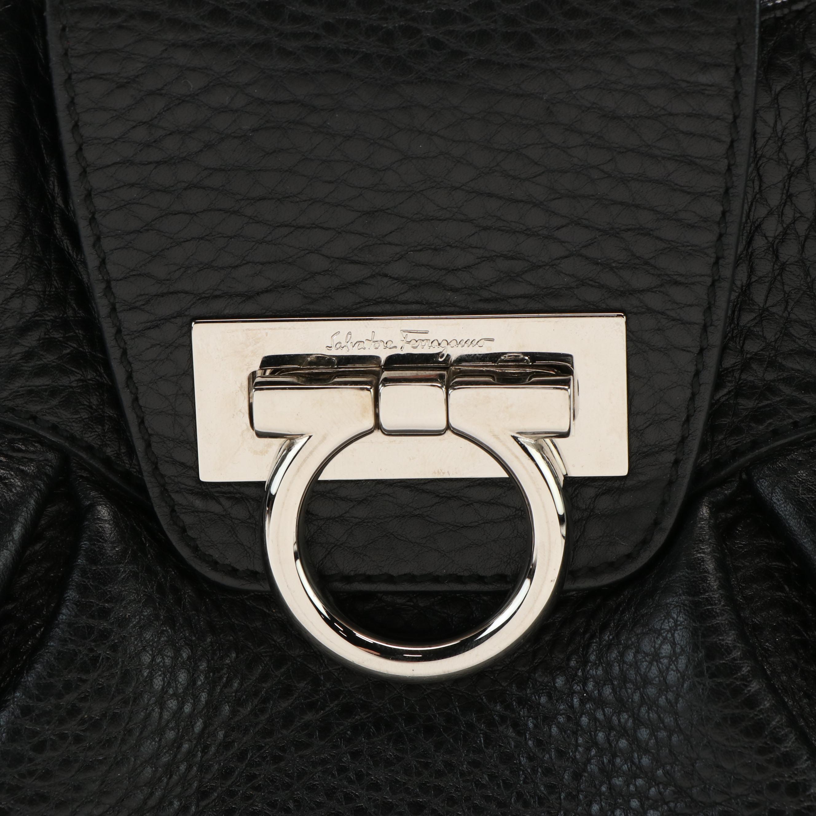 Salvatore Ferragamo Shoulder Bag in Black Leather