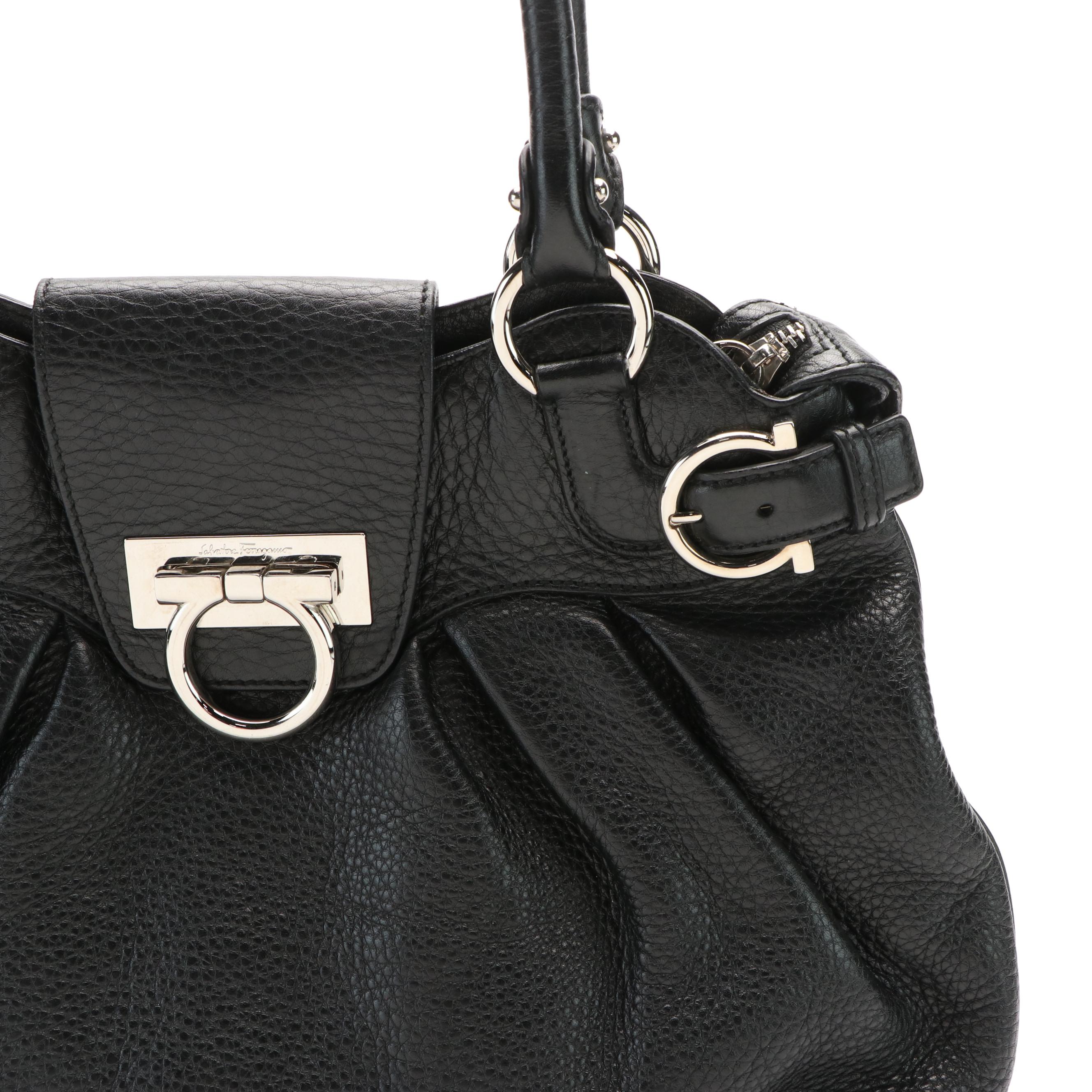 Salvatore Ferragamo Shoulder Bag in Black Leather