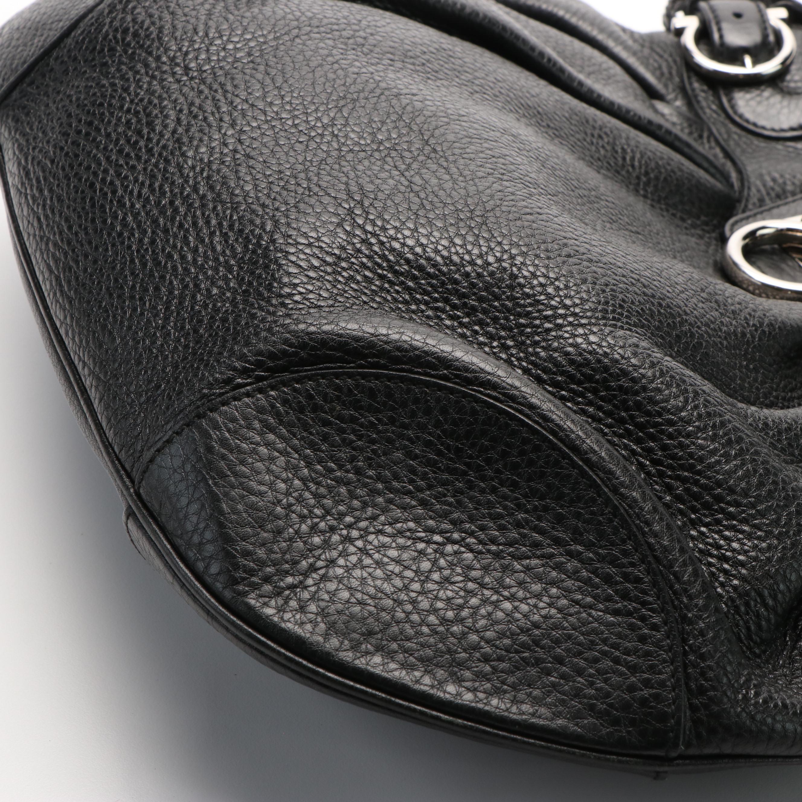 Salvatore Ferragamo Shoulder Bag in Black Leather