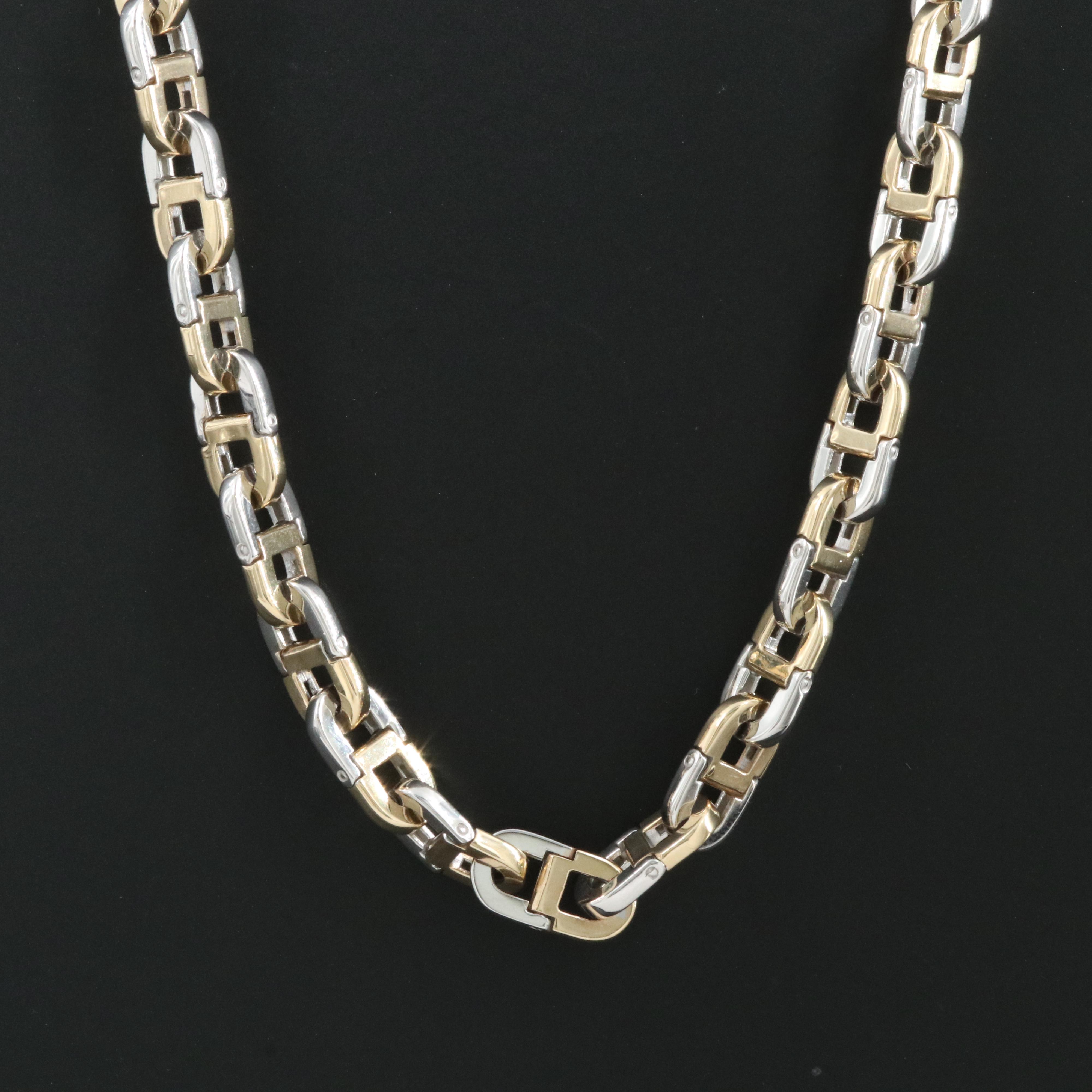 Italian 14K Two Tone Hinged Link Mariner Chain