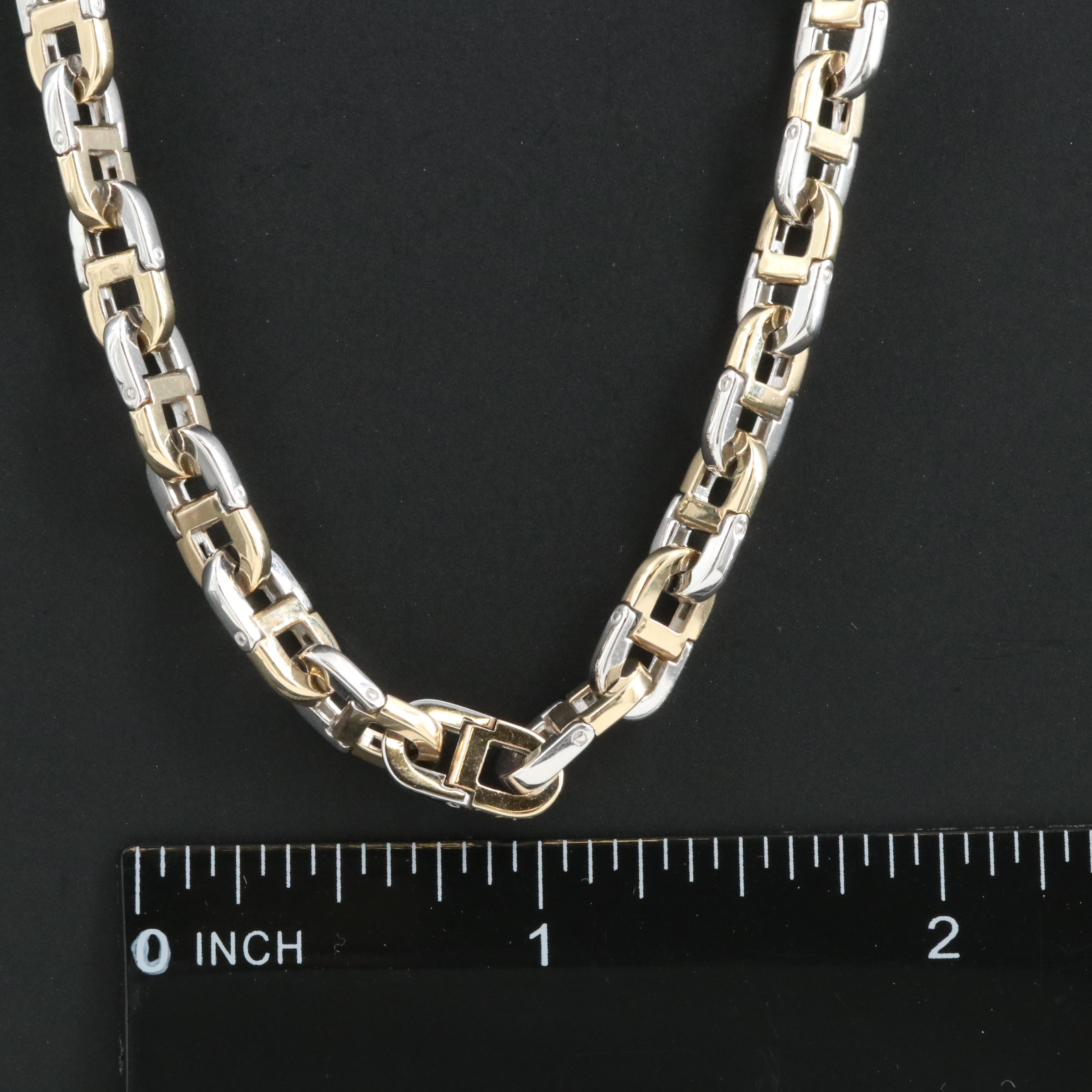 Italian 14K Two Tone Hinged Link Mariner Chain
