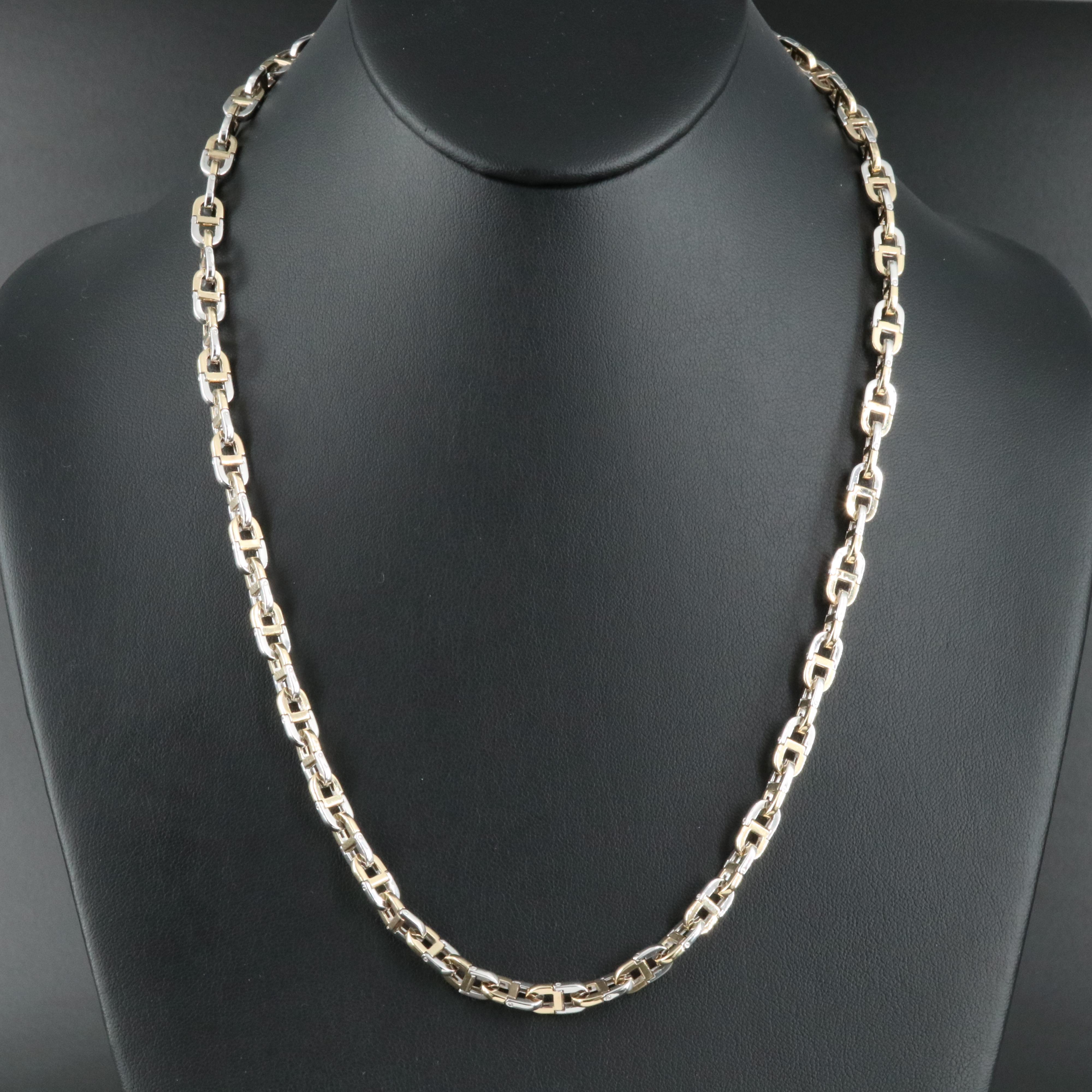 Italian 14K Two Tone Hinged Link Mariner Chain