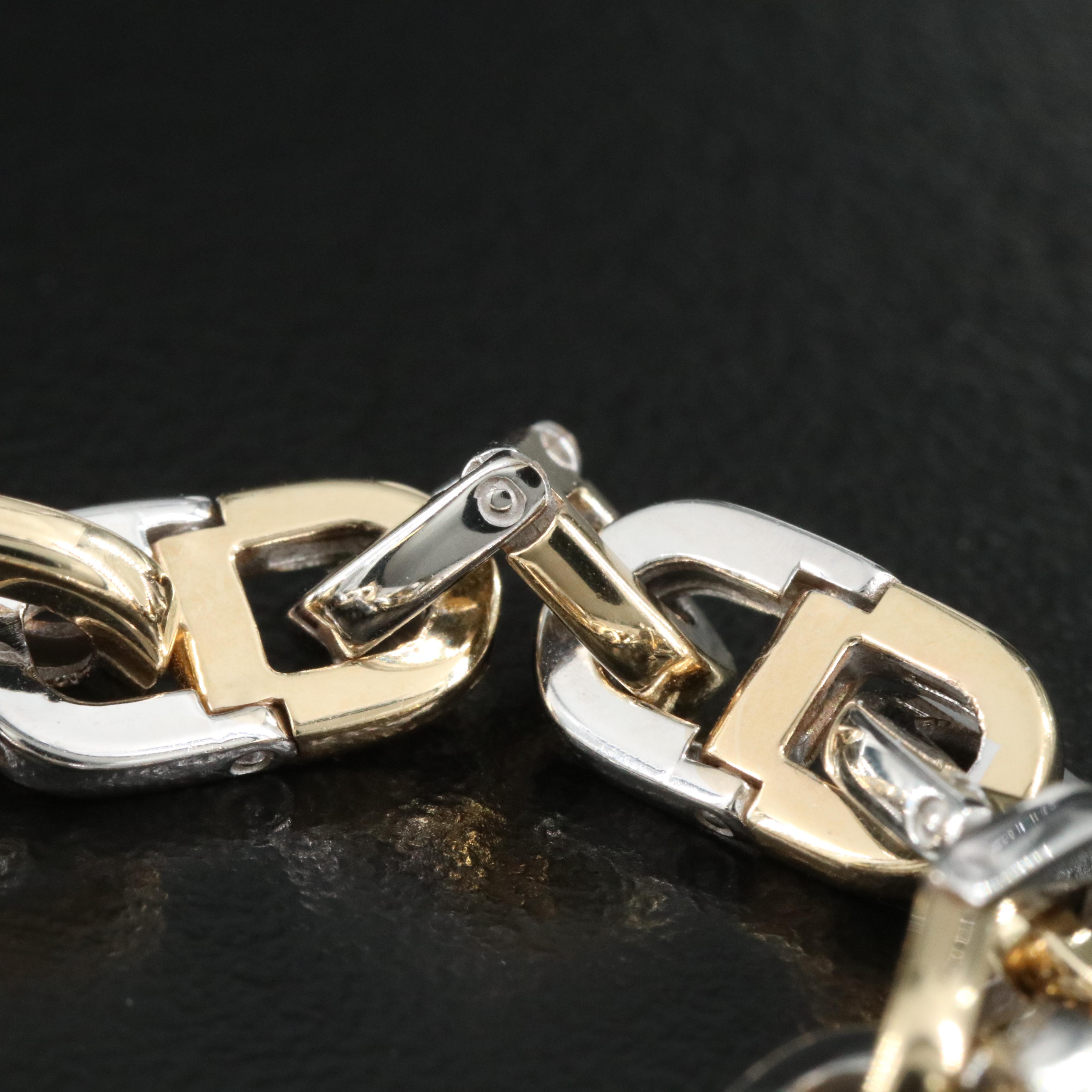 Italian 14K Two Tone Hinged Link Mariner Chain