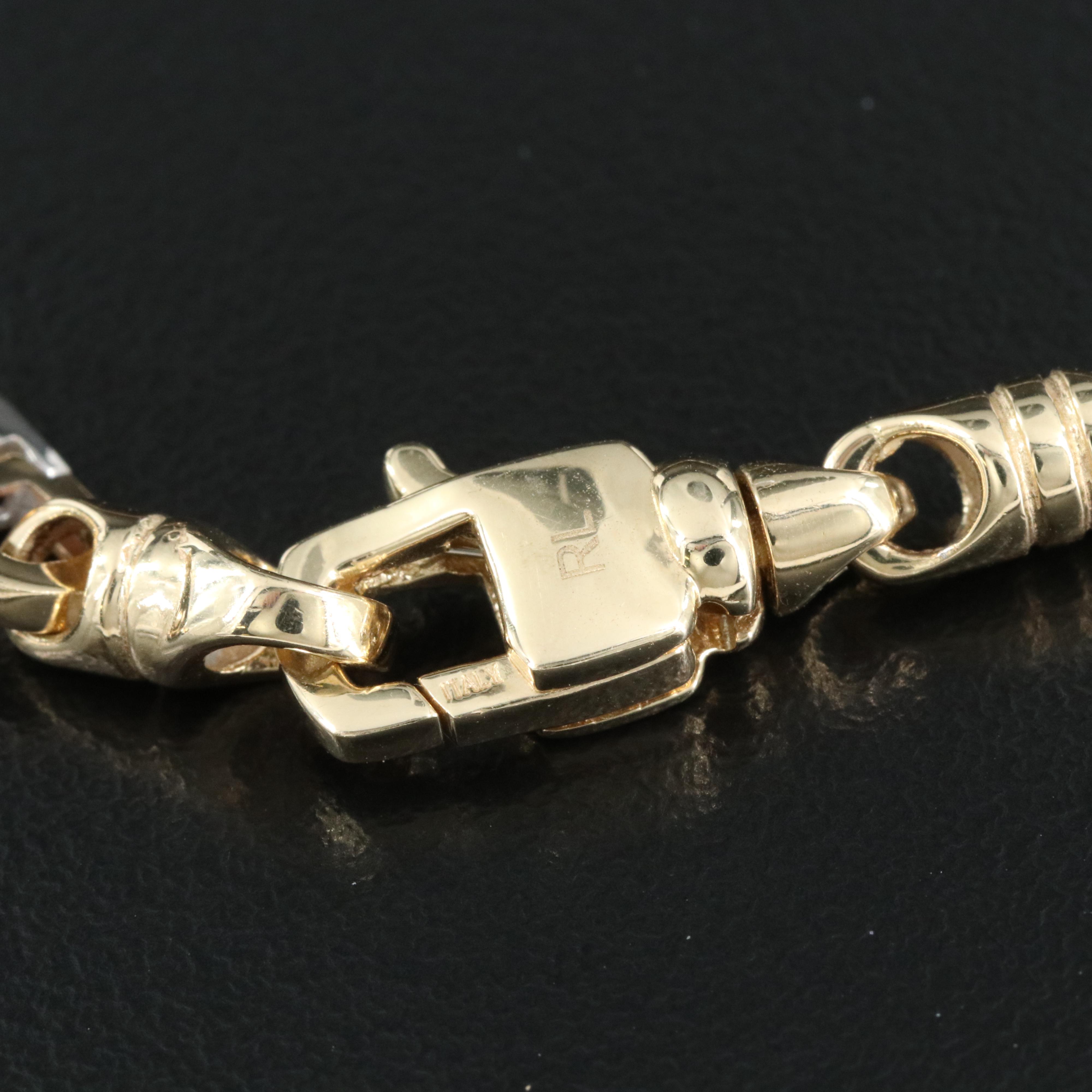 Italian 14K Two Tone Hinged Link Mariner Chain