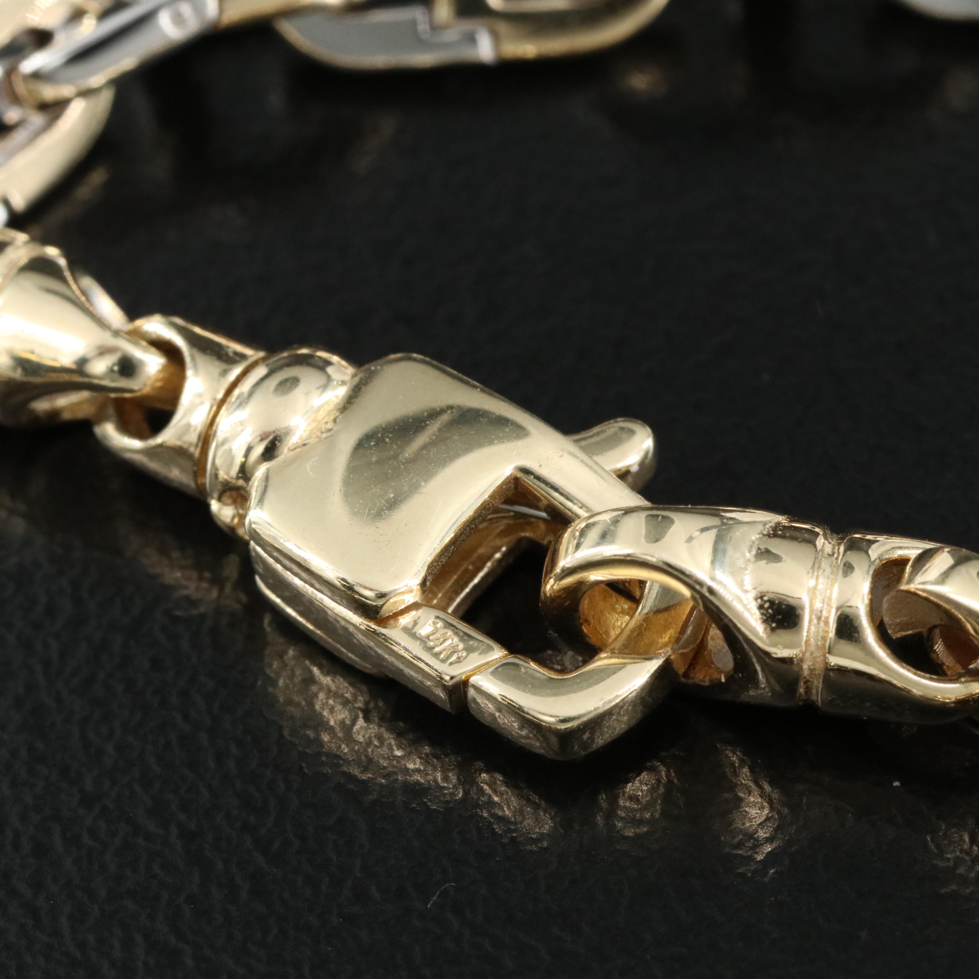Italian 14K Two Tone Hinged Link Mariner Chain