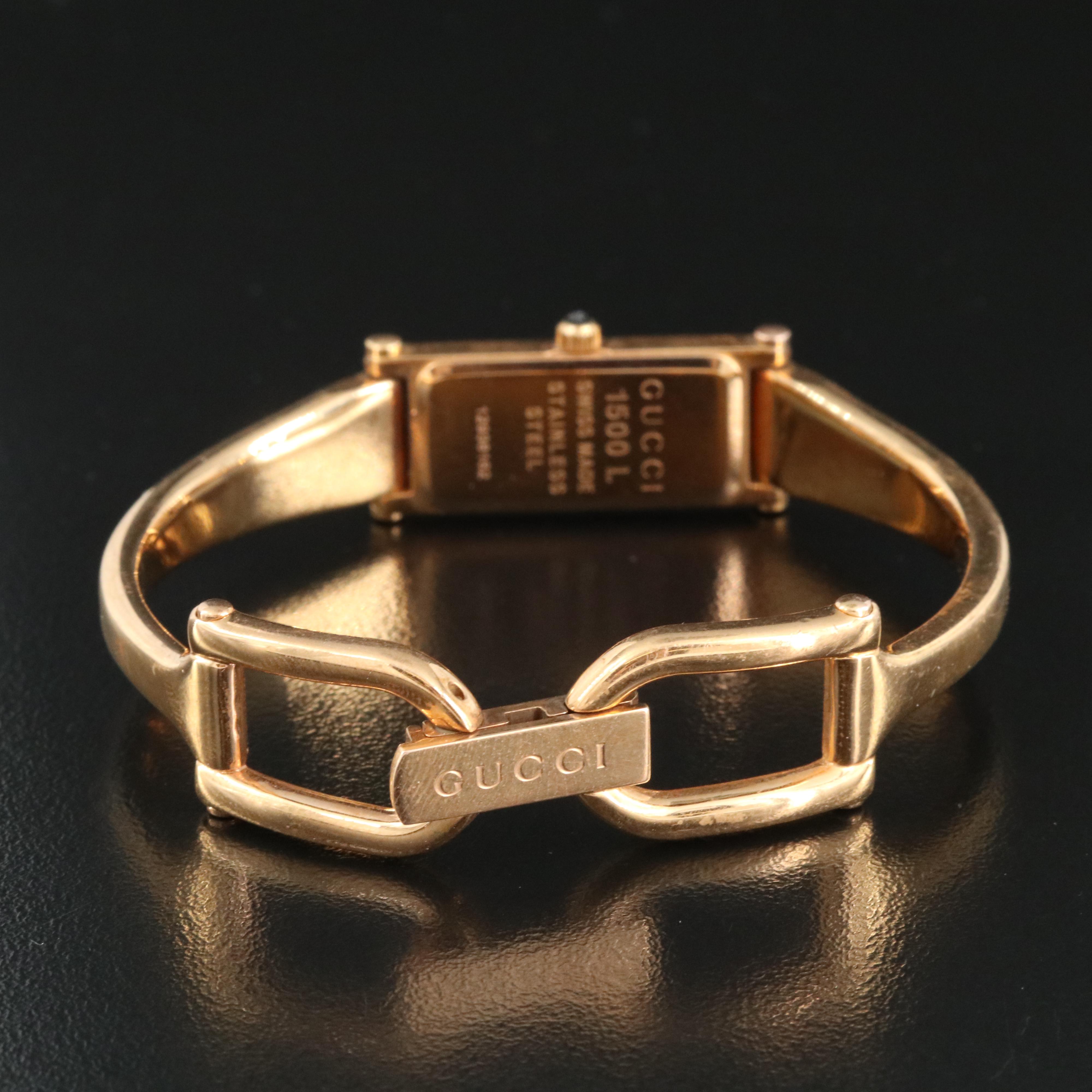 Gucci 1500 Series Gold Plated and Gold Tone Stirrup Watch
